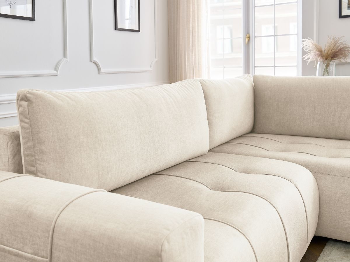 Bobochic Arsene Ecksofa mit Schlaffunktion und Bettkasten 277 × 200 cm Samt Beige Ecke rechts