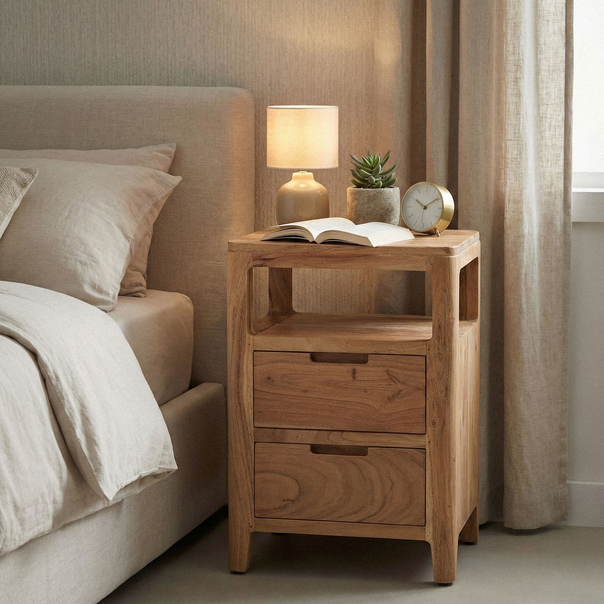 Nachttisch Sletta Akazie Massivholz 40 × 30 × 60 cm