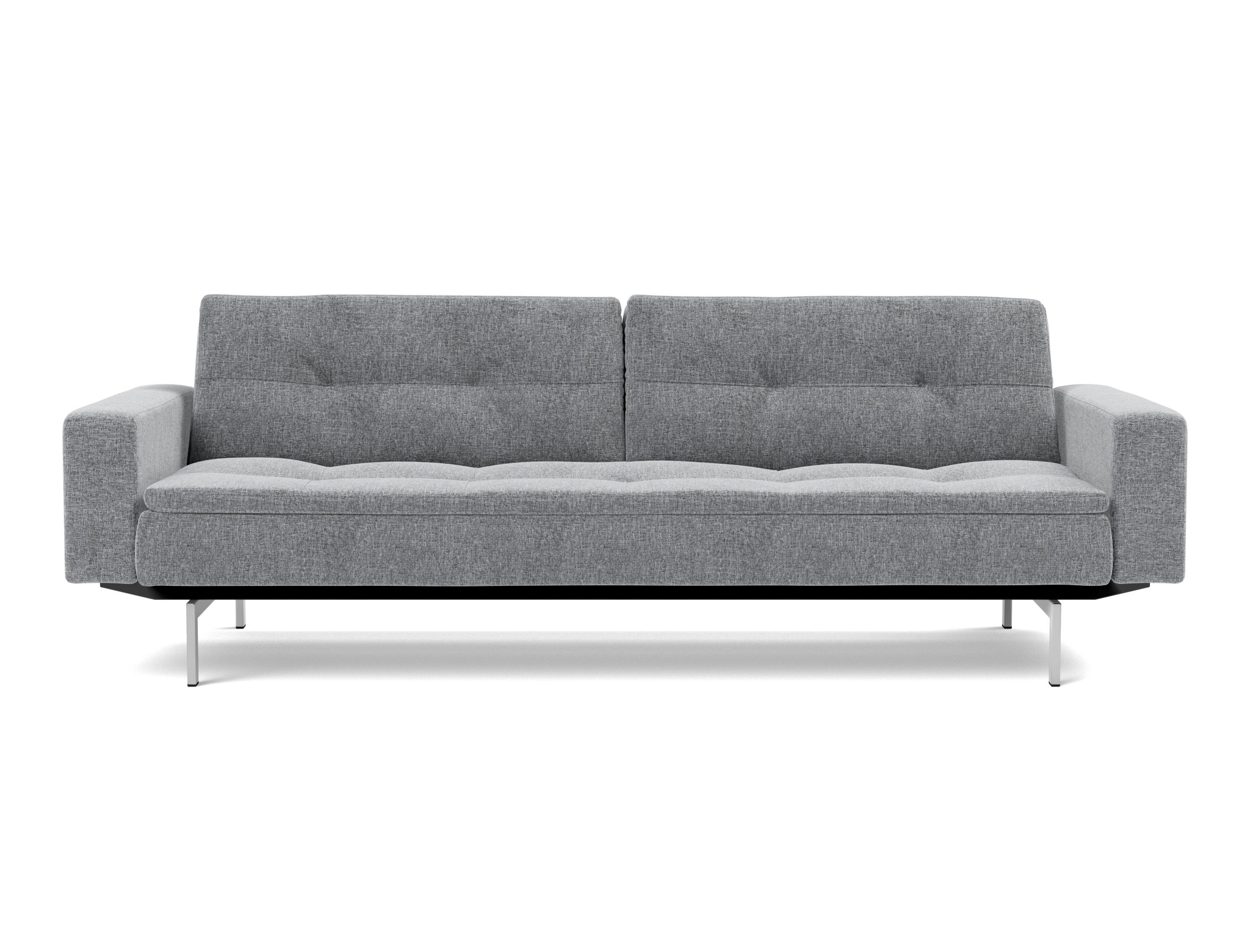 Schlafsofa Dublexo mit Armlehnen Strukturierter Stoff Twist 565-Granite Beine Chrom