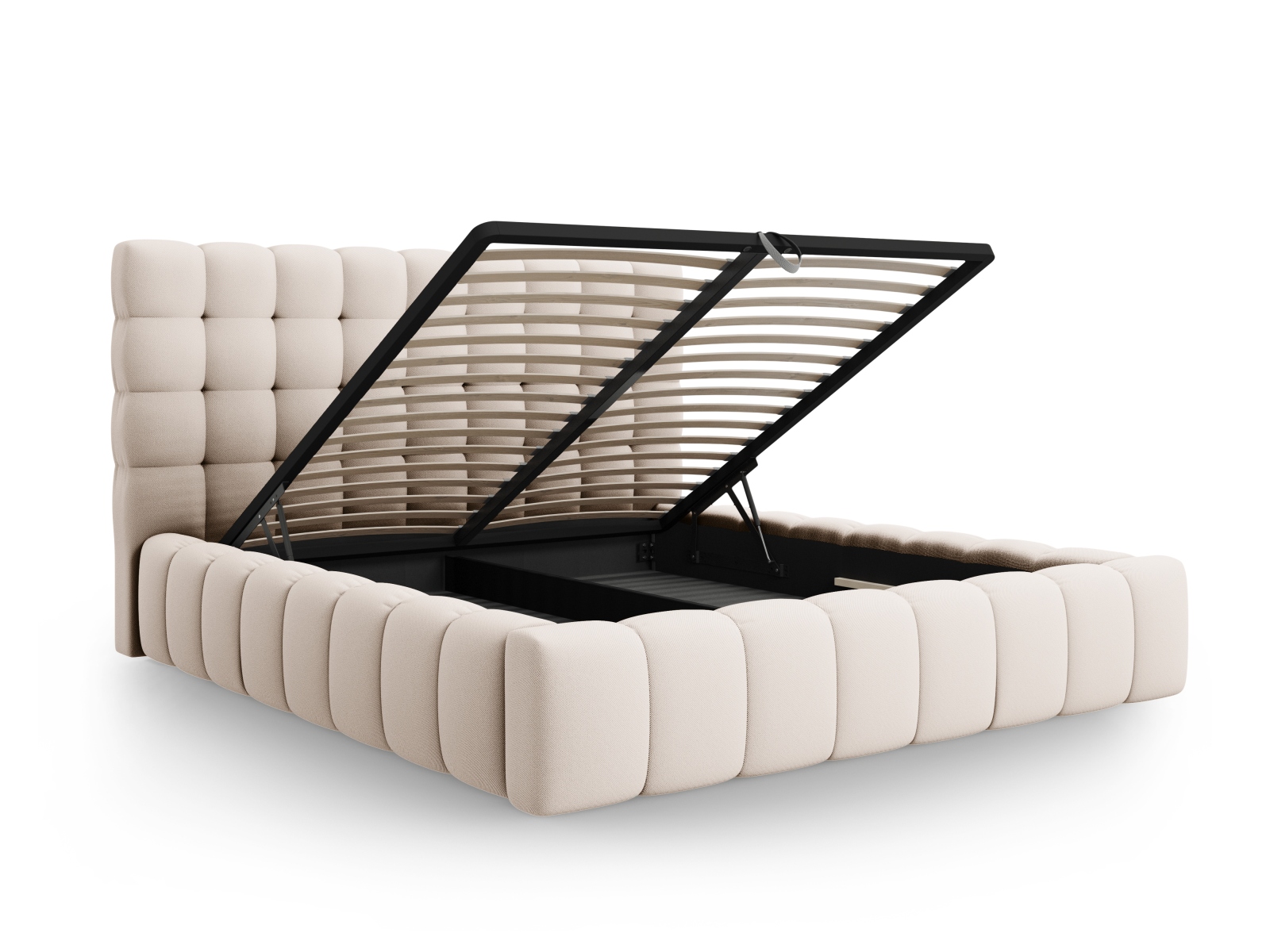 Micadoni Stauraumbett mit Kopfteil Mamaia Strukturierter Stoff Beige 200x200