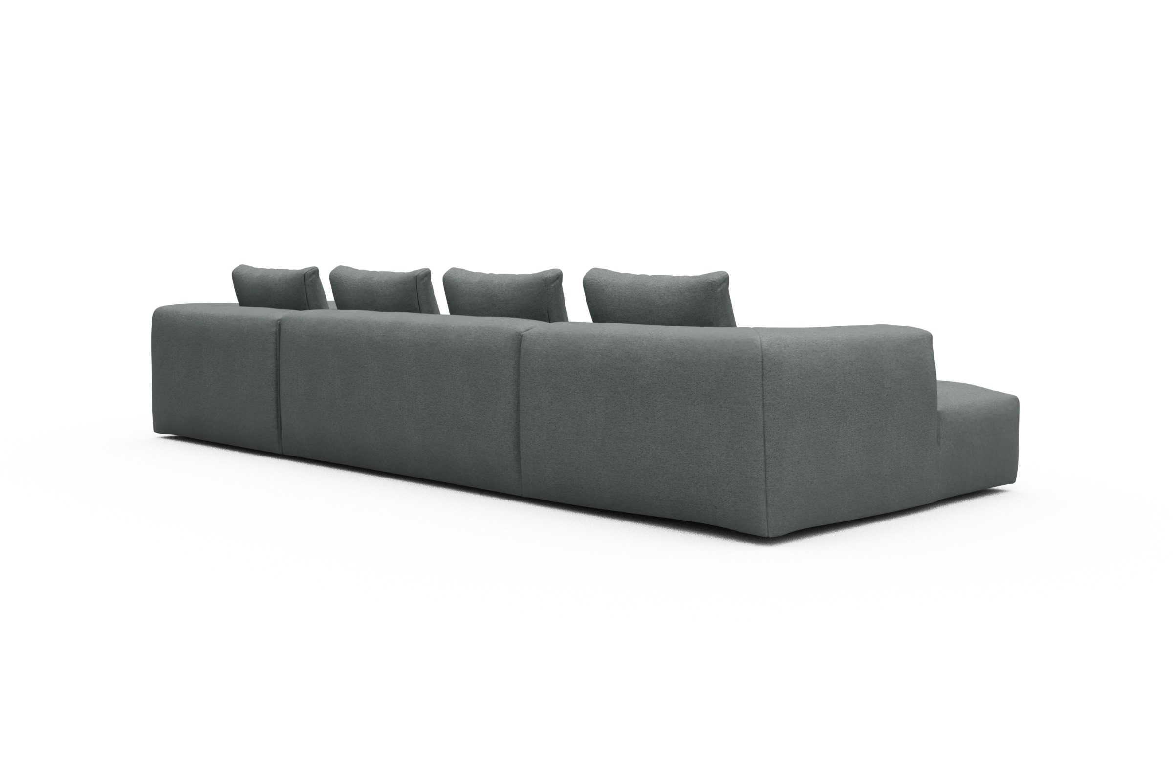 Wohnlandschaft Fred Relax-Ecke rechts mit 2-Sitzer und Chaiselongue links Denari-Soft-Grey