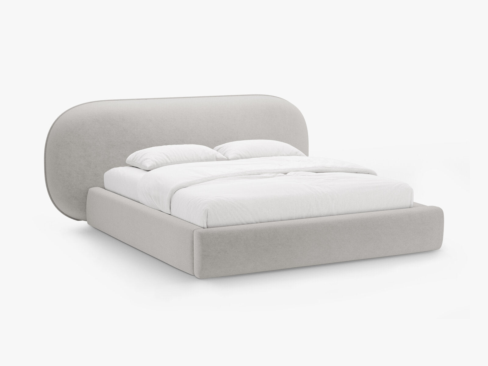 Micadoni Stauraumbett mit Kopfteil Ovalo Chenille Perfect Harmony Hellgrau 200x200