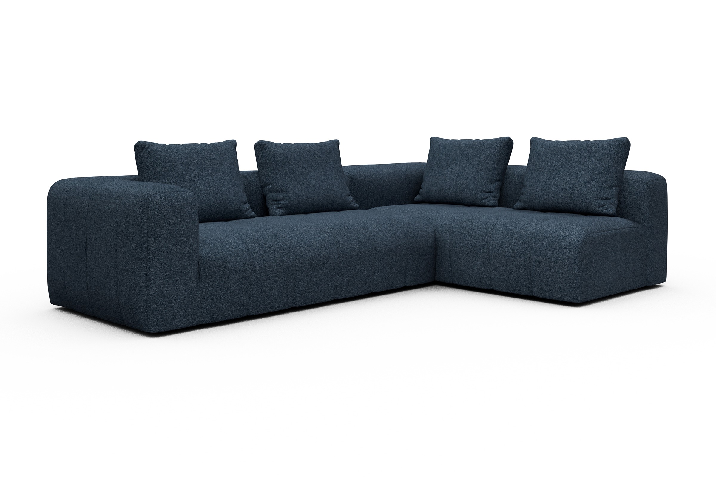 Ecksofa Hugo 2x 2,5-Sitzer Armlehne links Boucle-Blue
