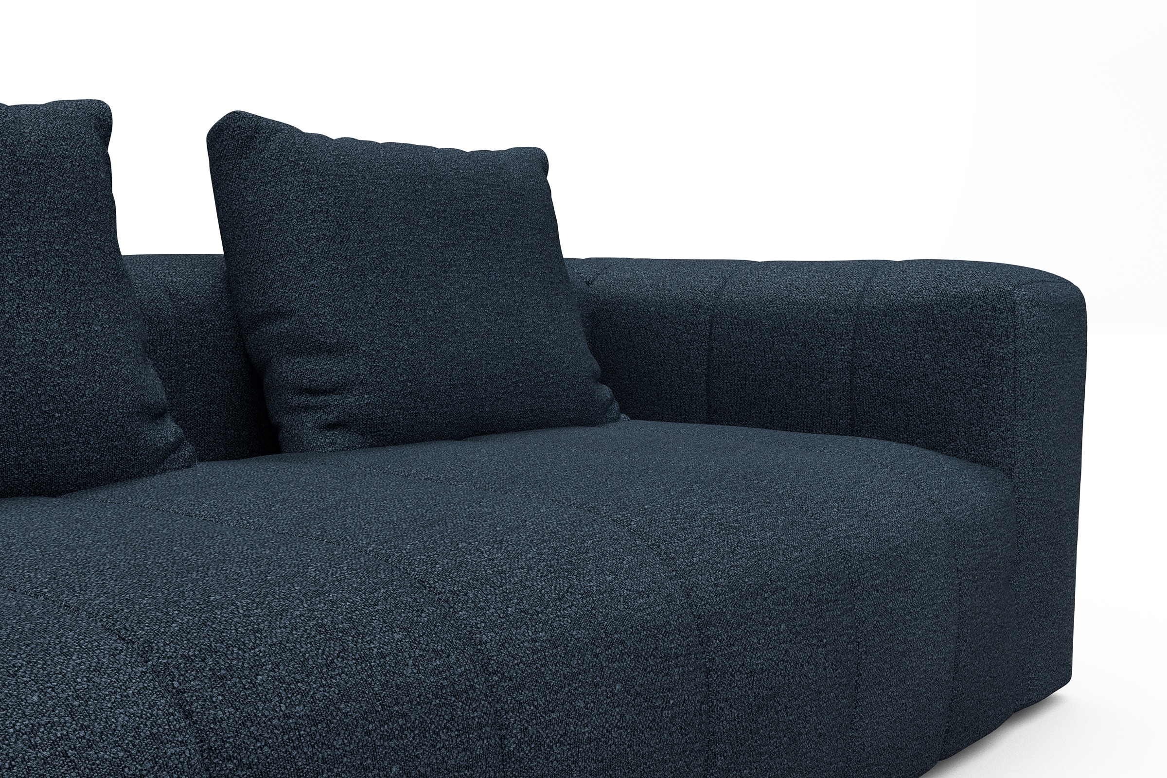 Ecksofa Hugo 2x 2,5-Sitzer Armlehne rechts Boucle-Blue