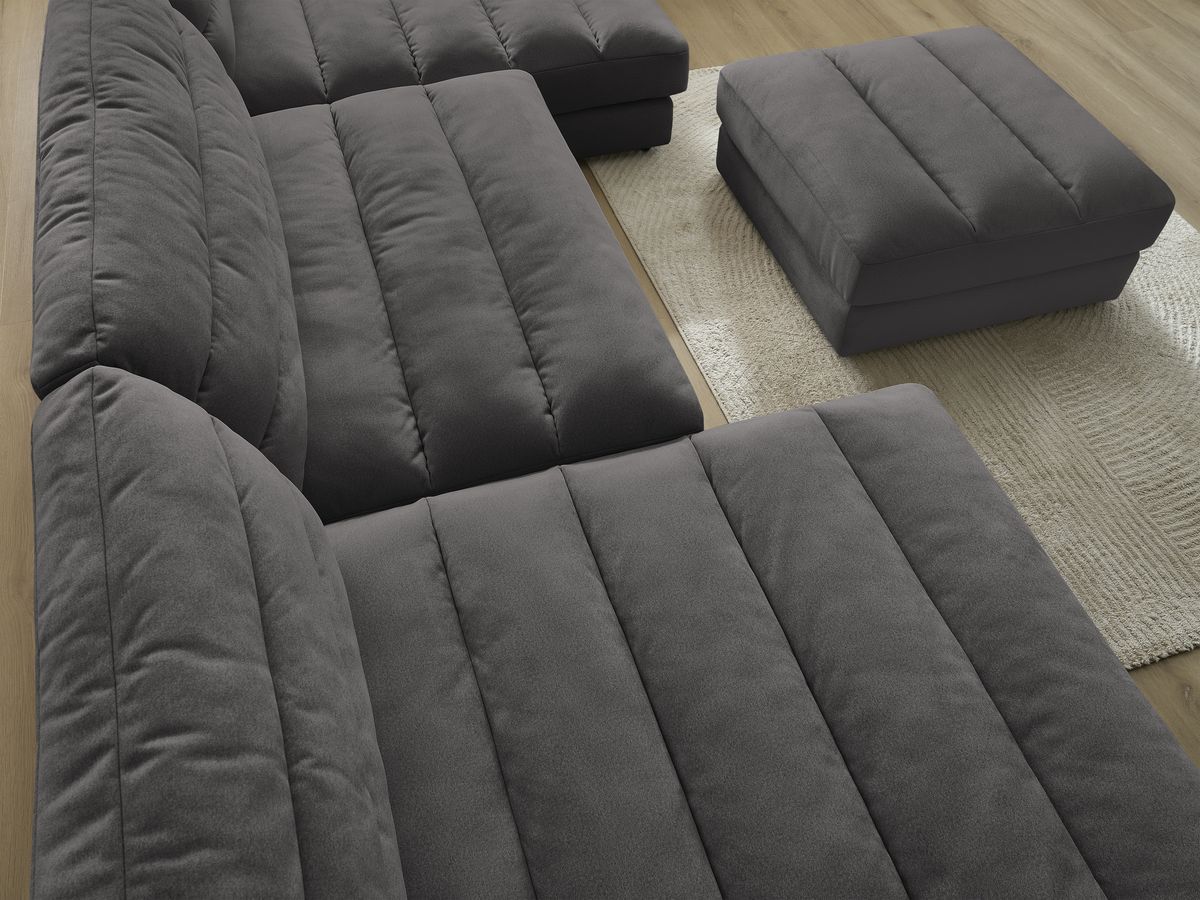 Bobochic Sierra Wohnlandschaft mit Pouf Samt Schwarz