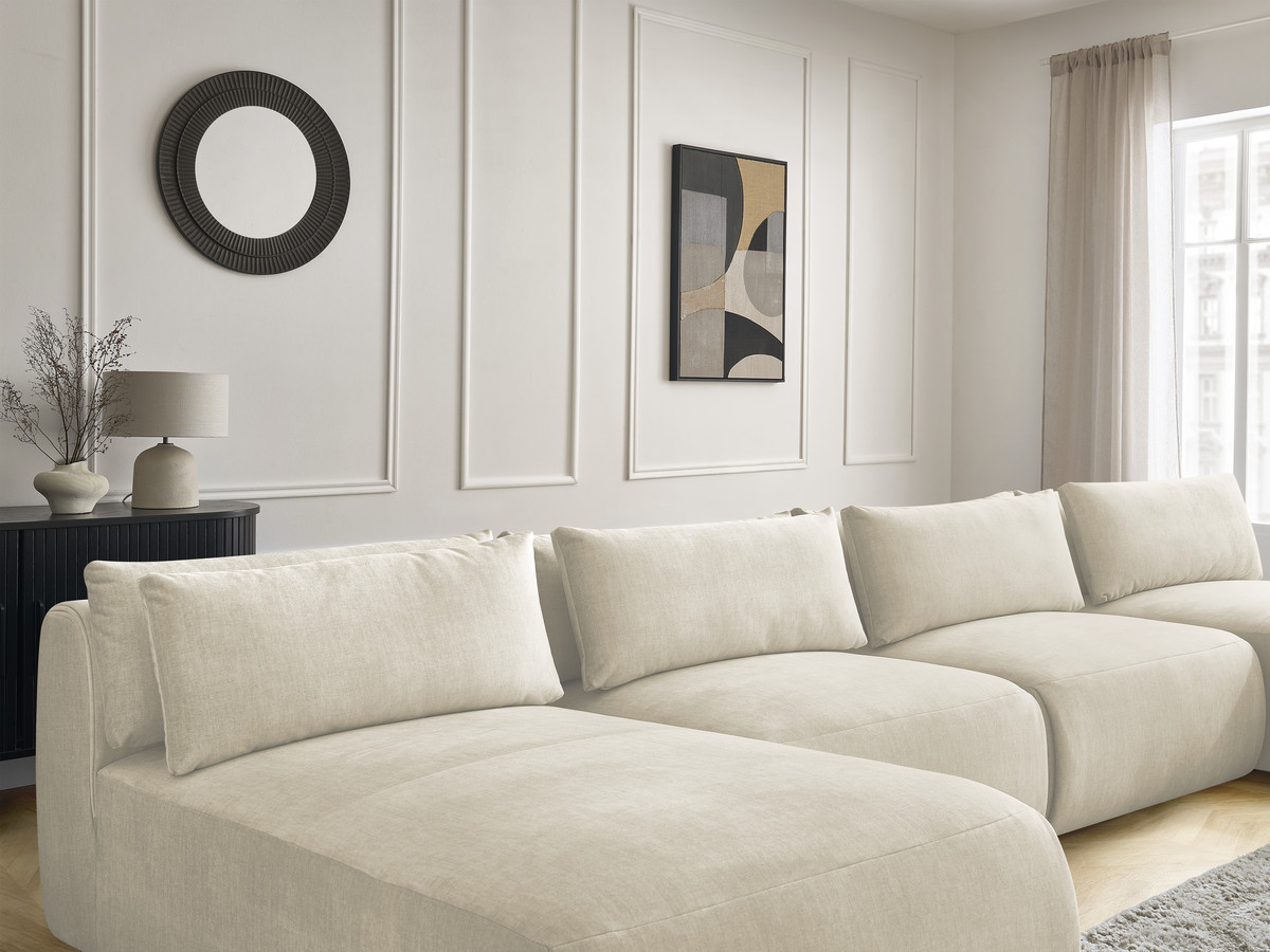 Bobochic Jana Wohnlandschaft mit großem Pouf Samt Beige