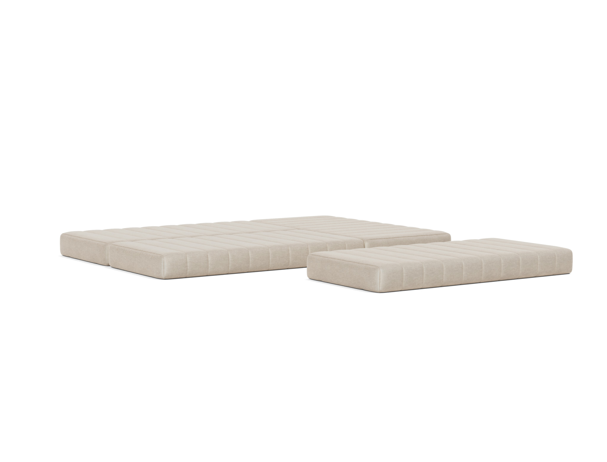 Eck-Schlafsofa CozyPad L-Form mit Armlehne Flachgewebe Phobos 586-Latte