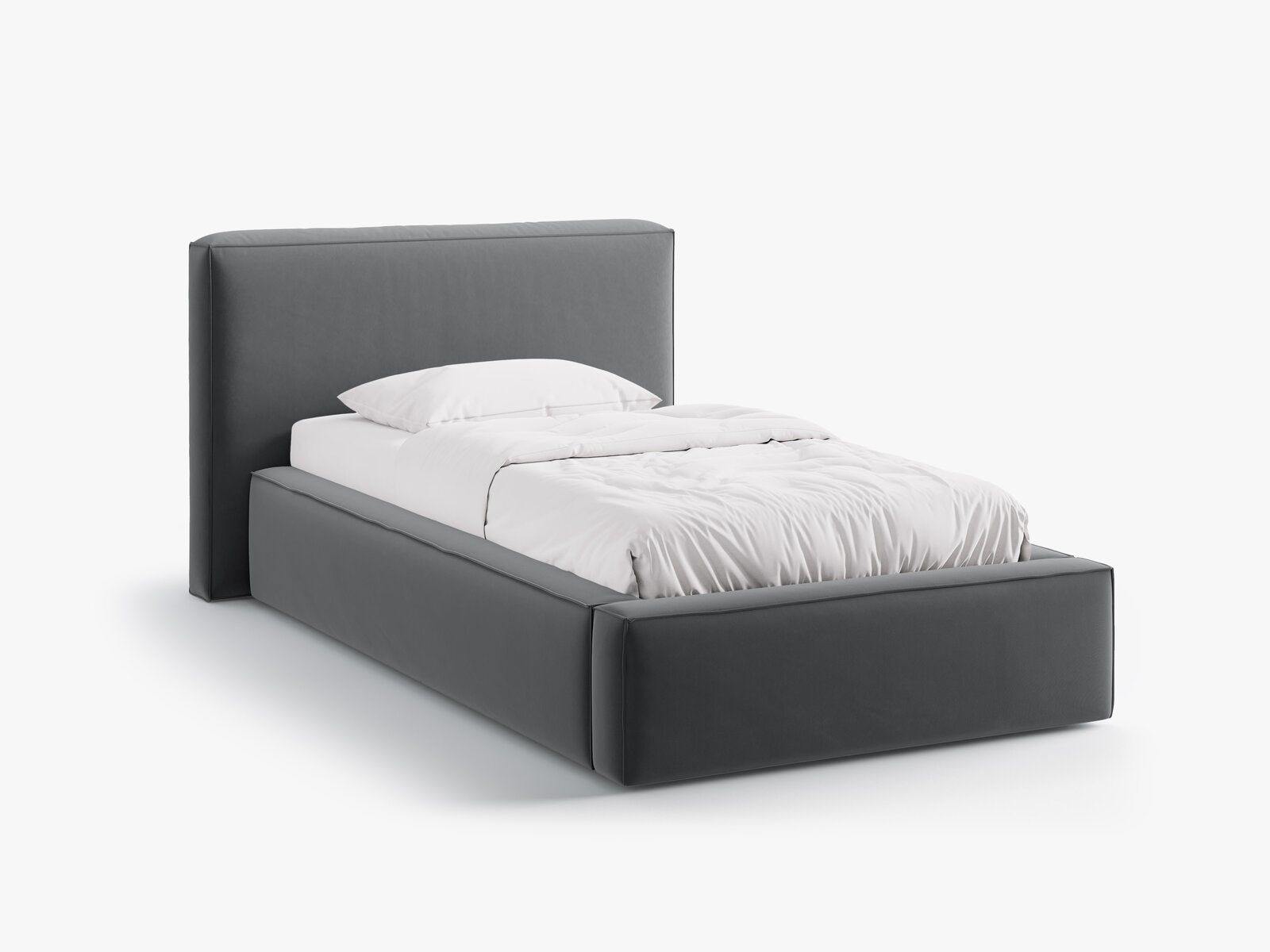 Micadoni Single Polsterbett mit Stauraum Jodie Samt Bluvel Grau 90x200