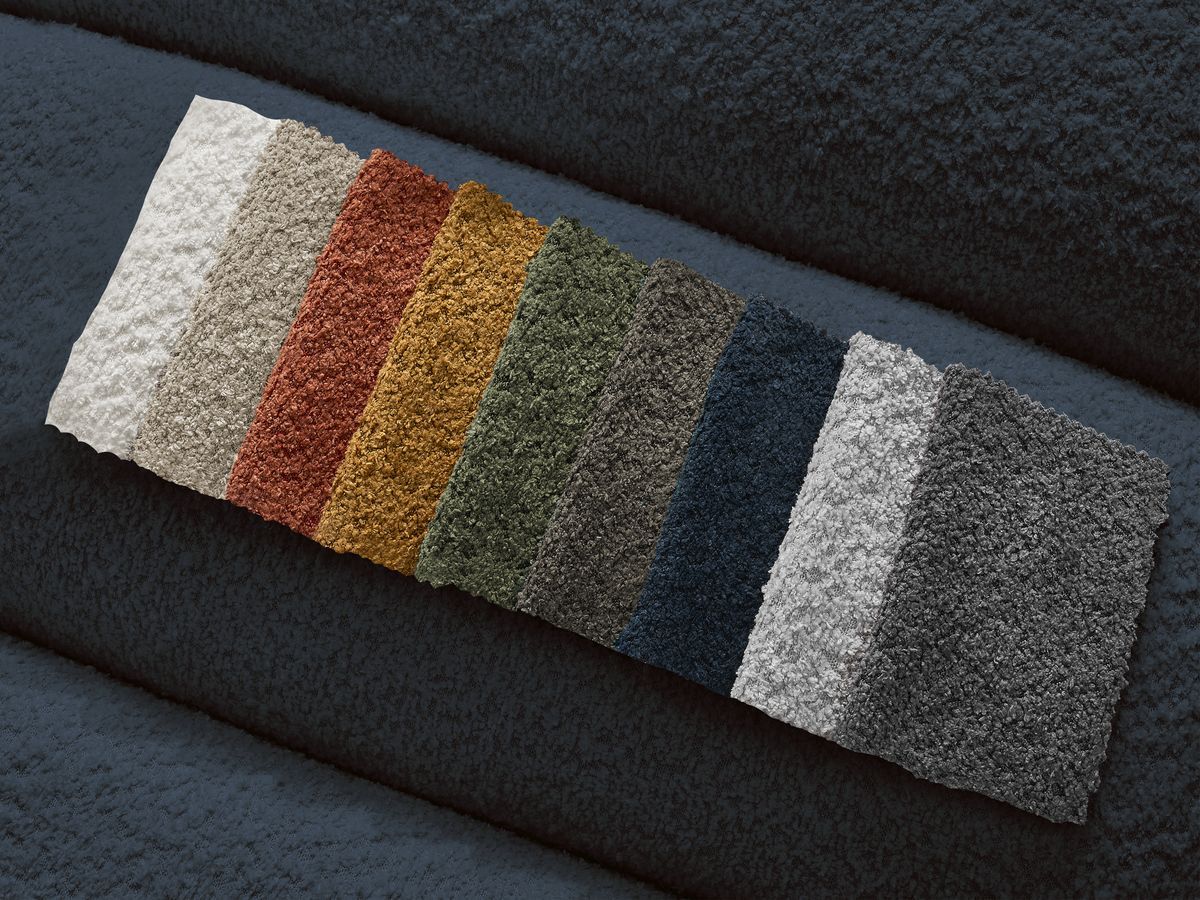 Bobochic Annecy Ecksofa Bouclé-Stoff Dunkelblau Ecke links