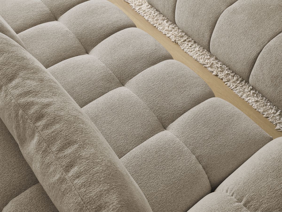 Bobochic Everest Schlafsofa 3-Sitzer mit Bettkasten und Pouf, 2 Kissen Melange-Stoff Taupe
