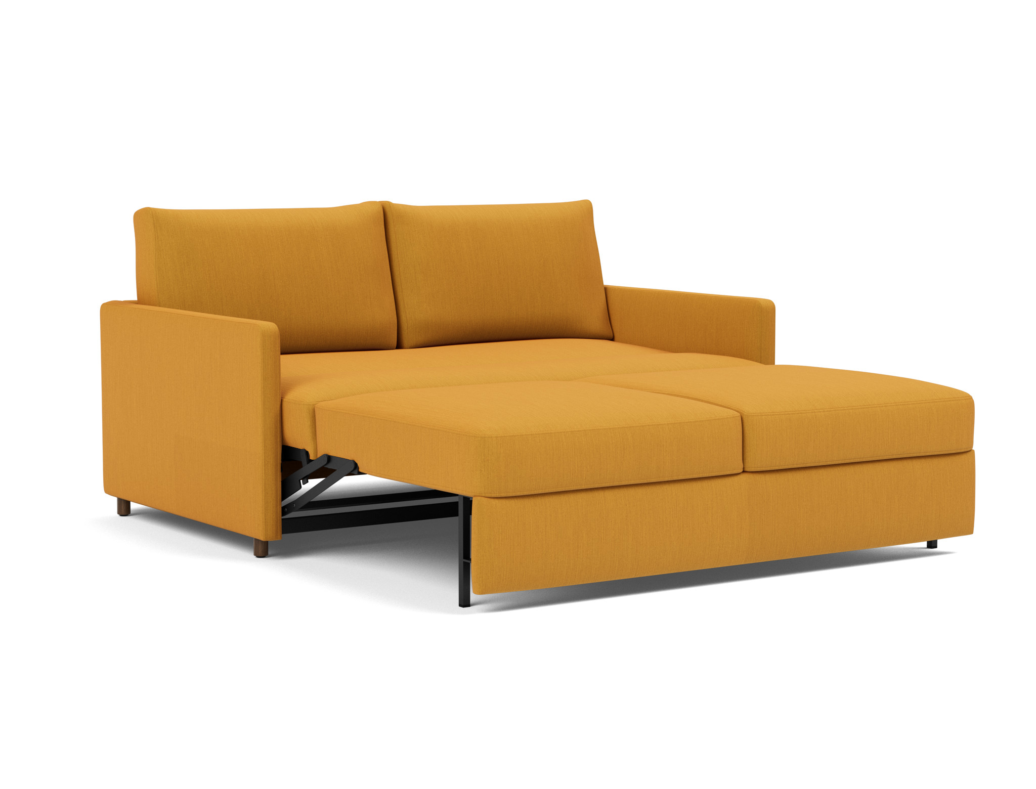 Schlafsofa Neah mit Slim-Armlehnen 160 Flachgewebe Elegance 507-Burned-Curry
