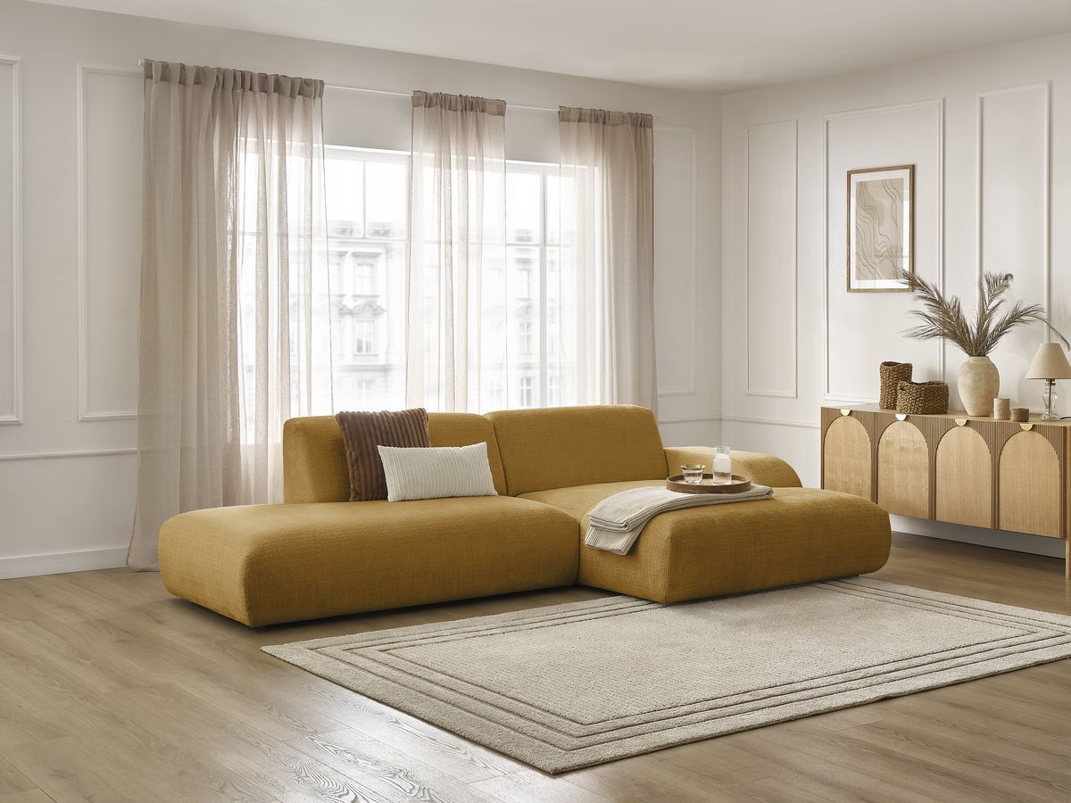 Bobochic Sirius Ecksofa 300 × 170 cm Strukturstoff Gelb Ecke rechts