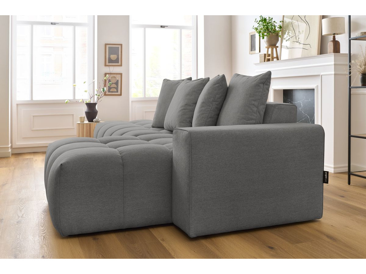 Bobochic Mont-blanc Ecksofa Melange-Stoff Dunkelgrau Ecke rechts
