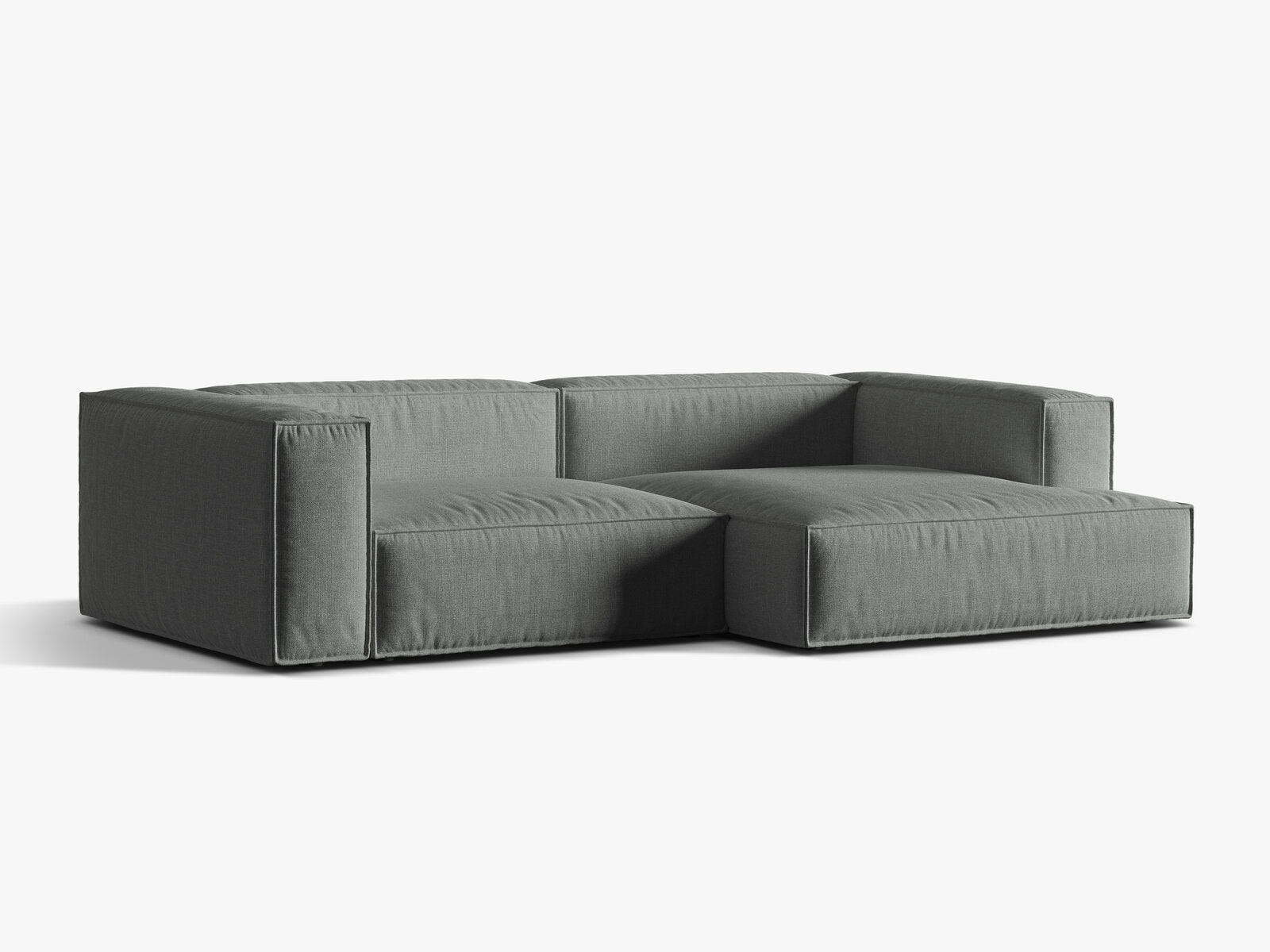 Micadoni Ecksofa Nuria 4-Sitzer Rechts Strukturierter Stoff Grau
