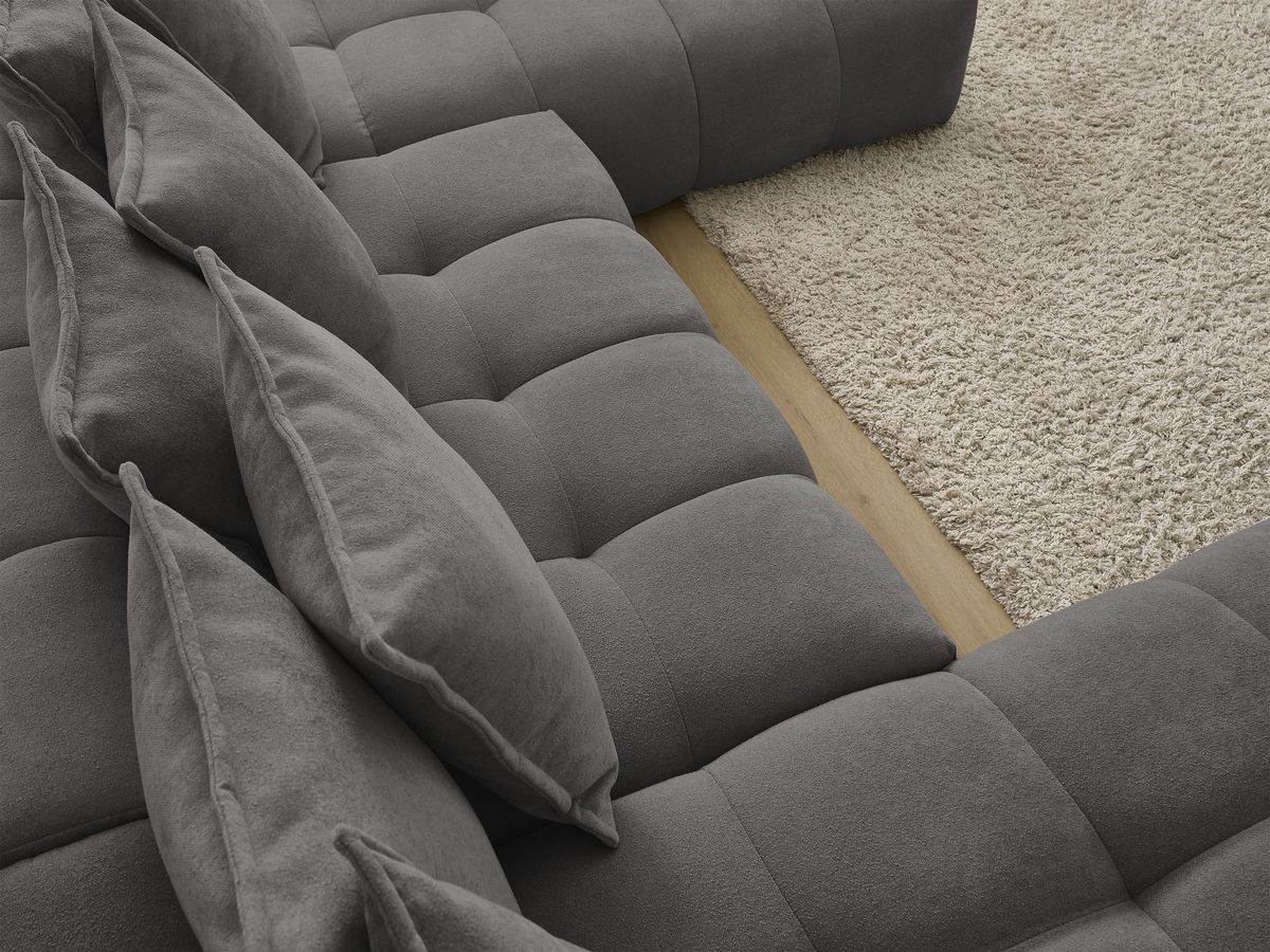 Bobochic Everest Wohnlandschaft, 14 Kissen Strukturstoff Dunkelgrau Ecke links