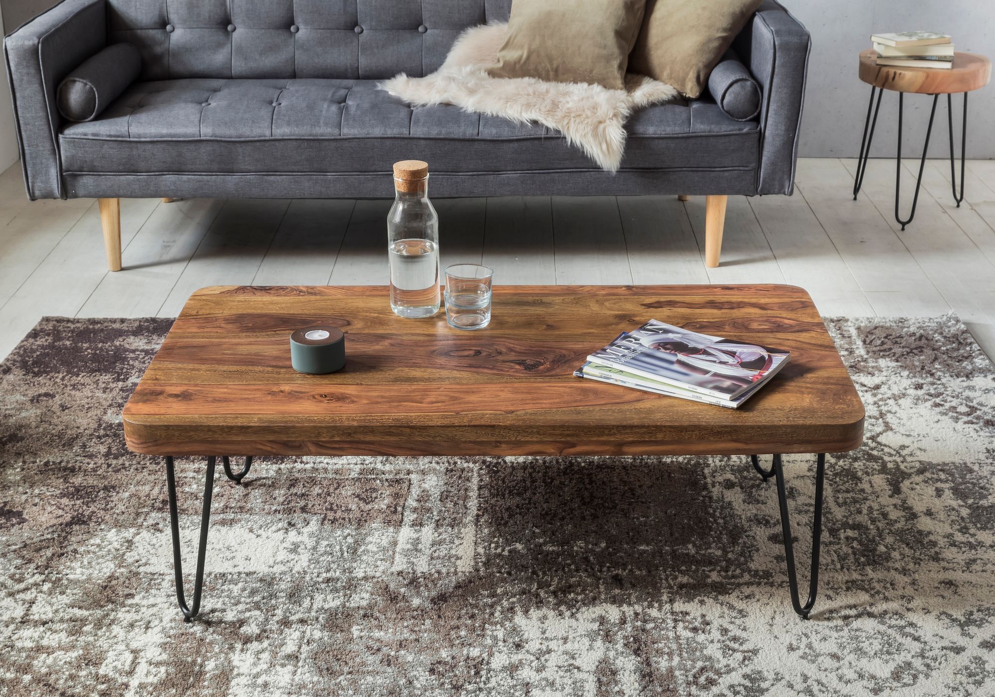 Couchtisch Agdenes Massivholz Dunkelbraun 115 × 60 × 40 cm