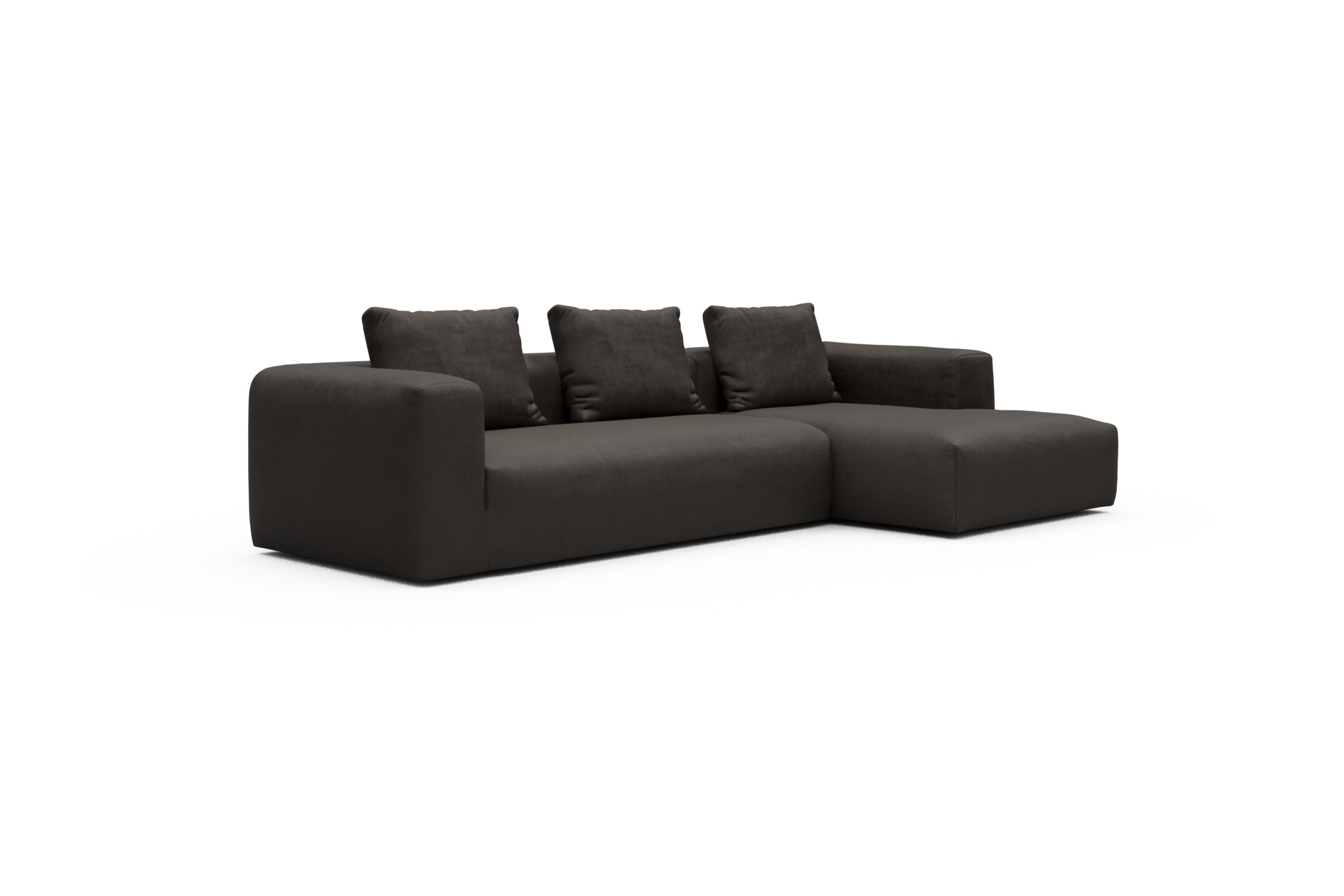 Ecksofa Fred Chaiselongue rechts mit 2,5-Sitzer Cordufine-Taupe