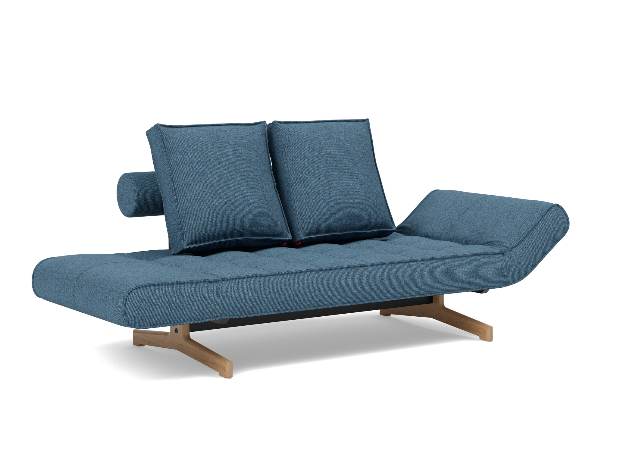 Tagesbett Ghia Strukturierter Stoff Weda 302-Weda-Blue Beine Eiche