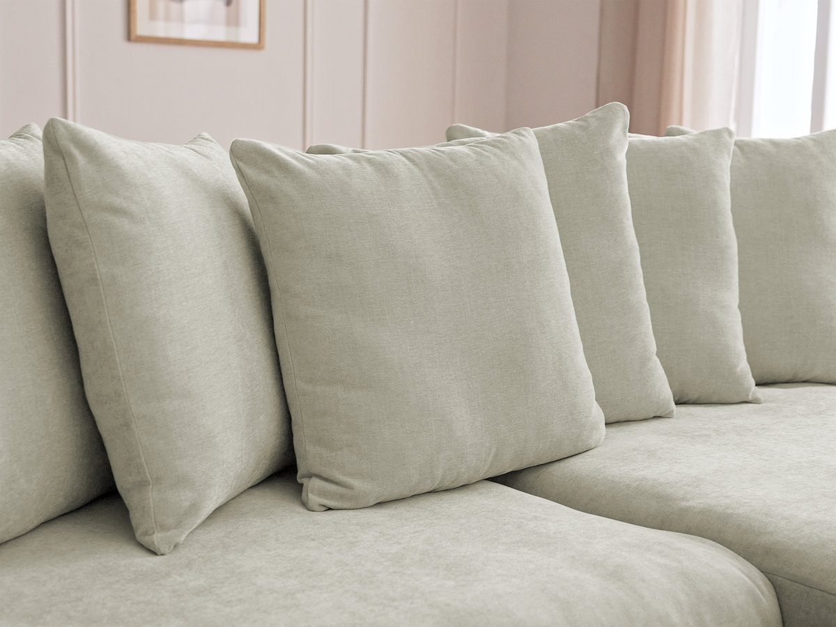 Bobochic Enore Ecksofa mit Pouf Stoff Beige Ecke rechts