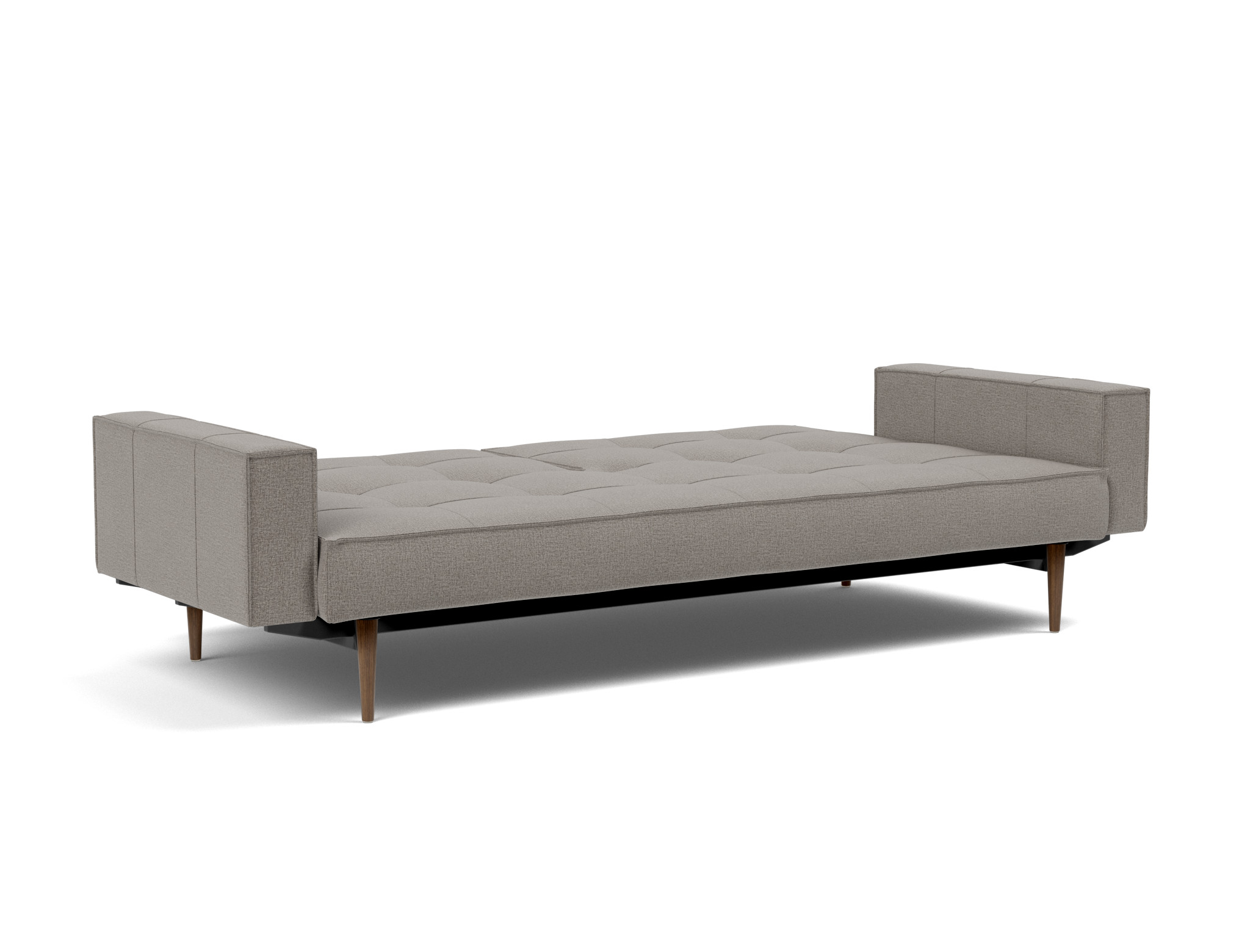 Schlafsofa Splitback mit Armlehnen Flachgewebe Mixed Dance 521-Grey Beine Styletto Eiche dunkel