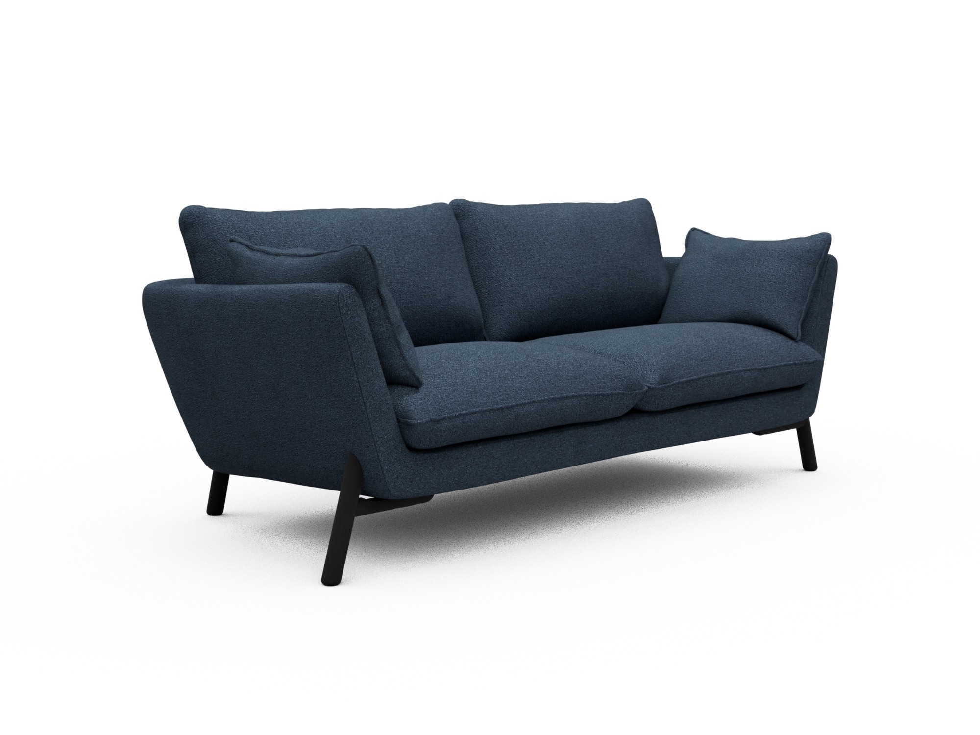 Skandi Home Sofa Emil 2-Sitzer Beinfarbe Eiche Schwarz Boucle-Blue moebelfaktor