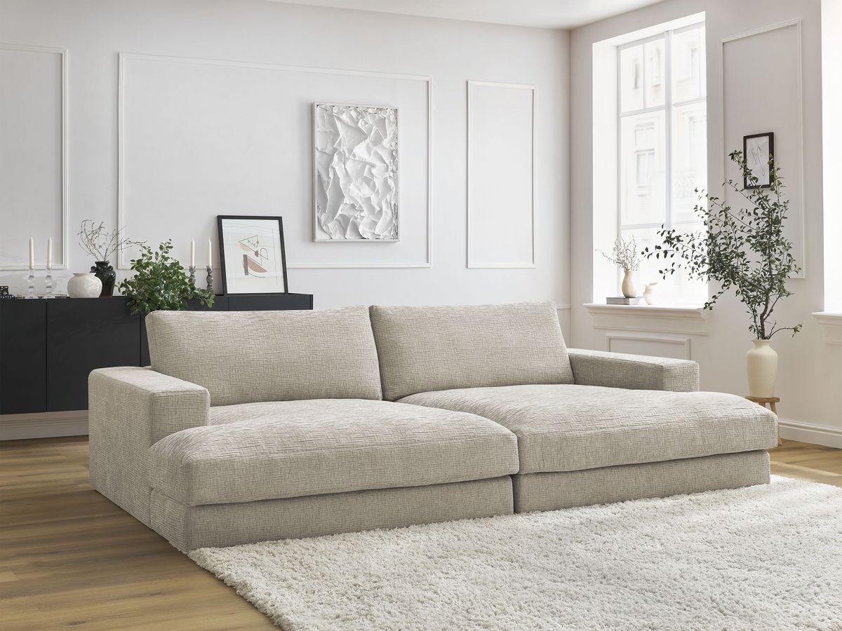 Bobochic Leonard Sofa 4-Sitzer 234 × 159 cm Strukturstoff Beige