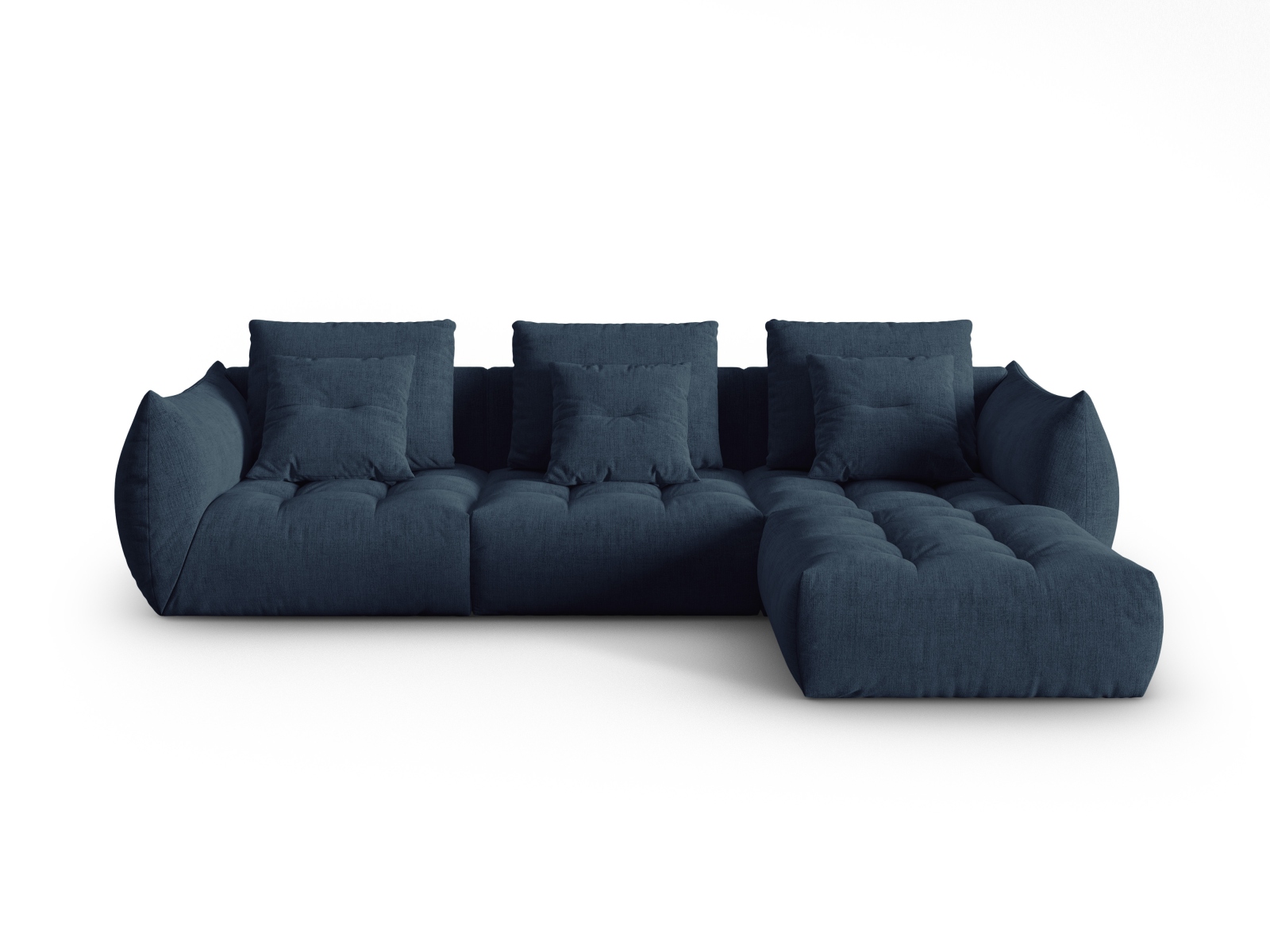 Micadoni Ecksofa Bloom 2-Sitzer Strukturierter Stoff Dunkelblau