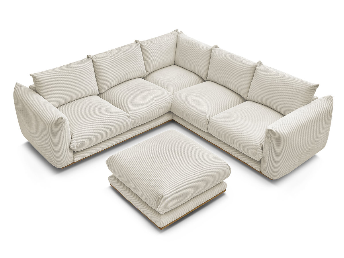 Bobochic Ernest Ecksofa mit Pouf Cordsamt Beige