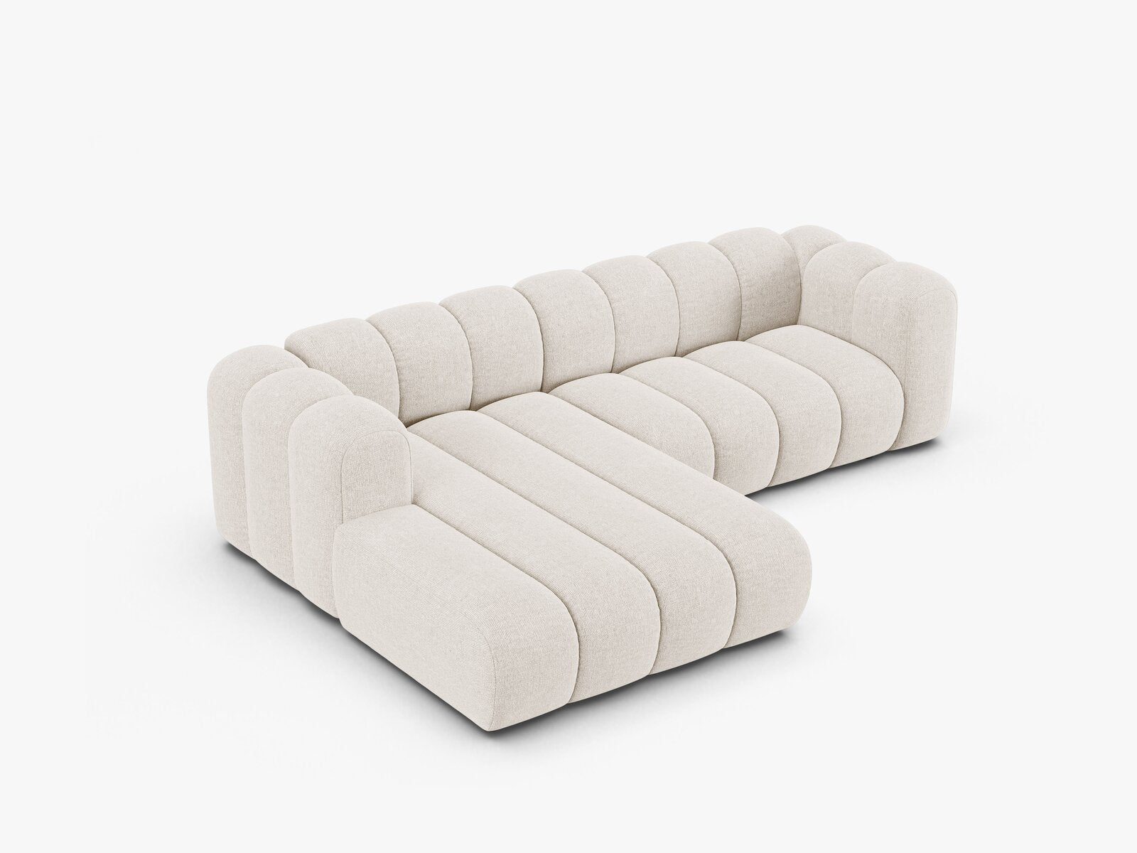 Micadoni Modulares Ecksofa Lupine 4-Sitzer mittelgroß Links Chenille Eden Helles Beige