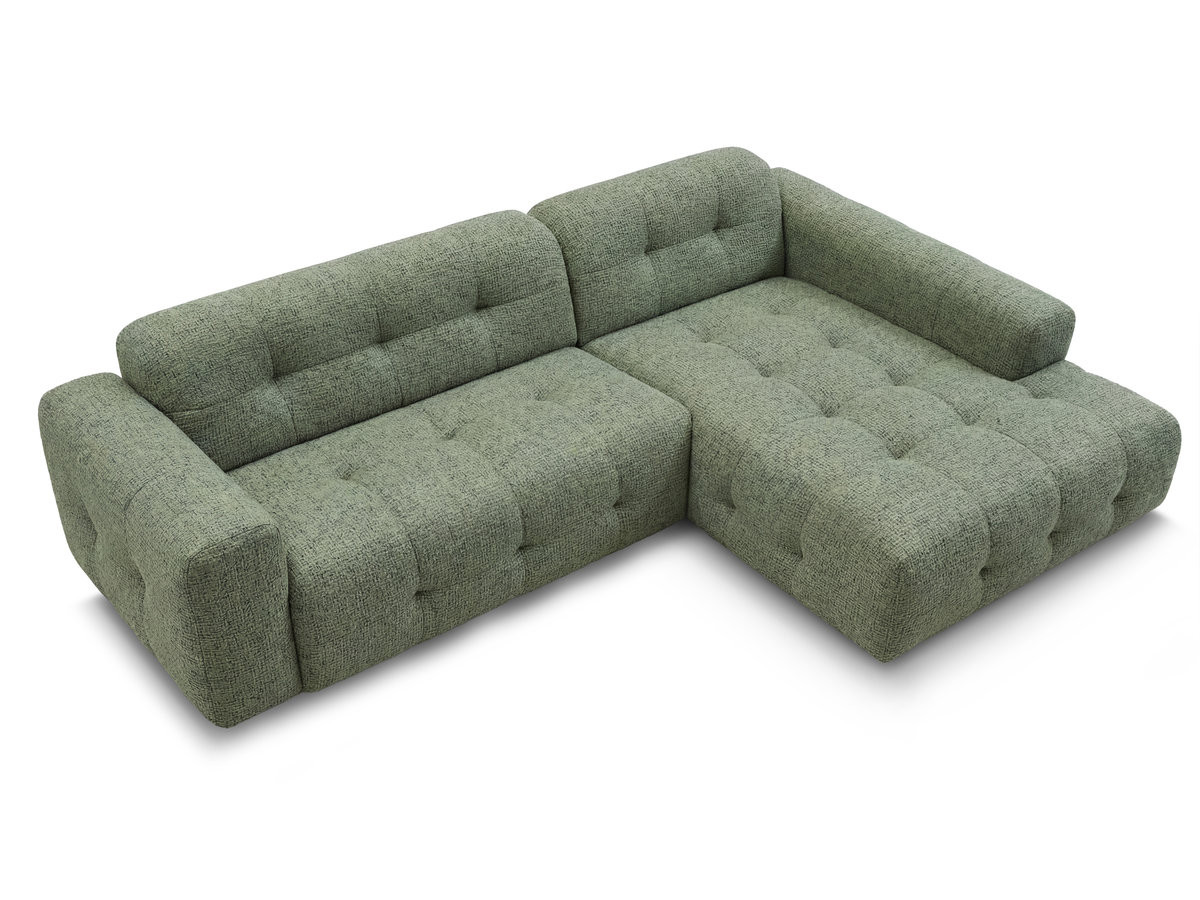 Bobochic Laura Ecksofa Melange-Stoff Hellgrün Ecke rechts