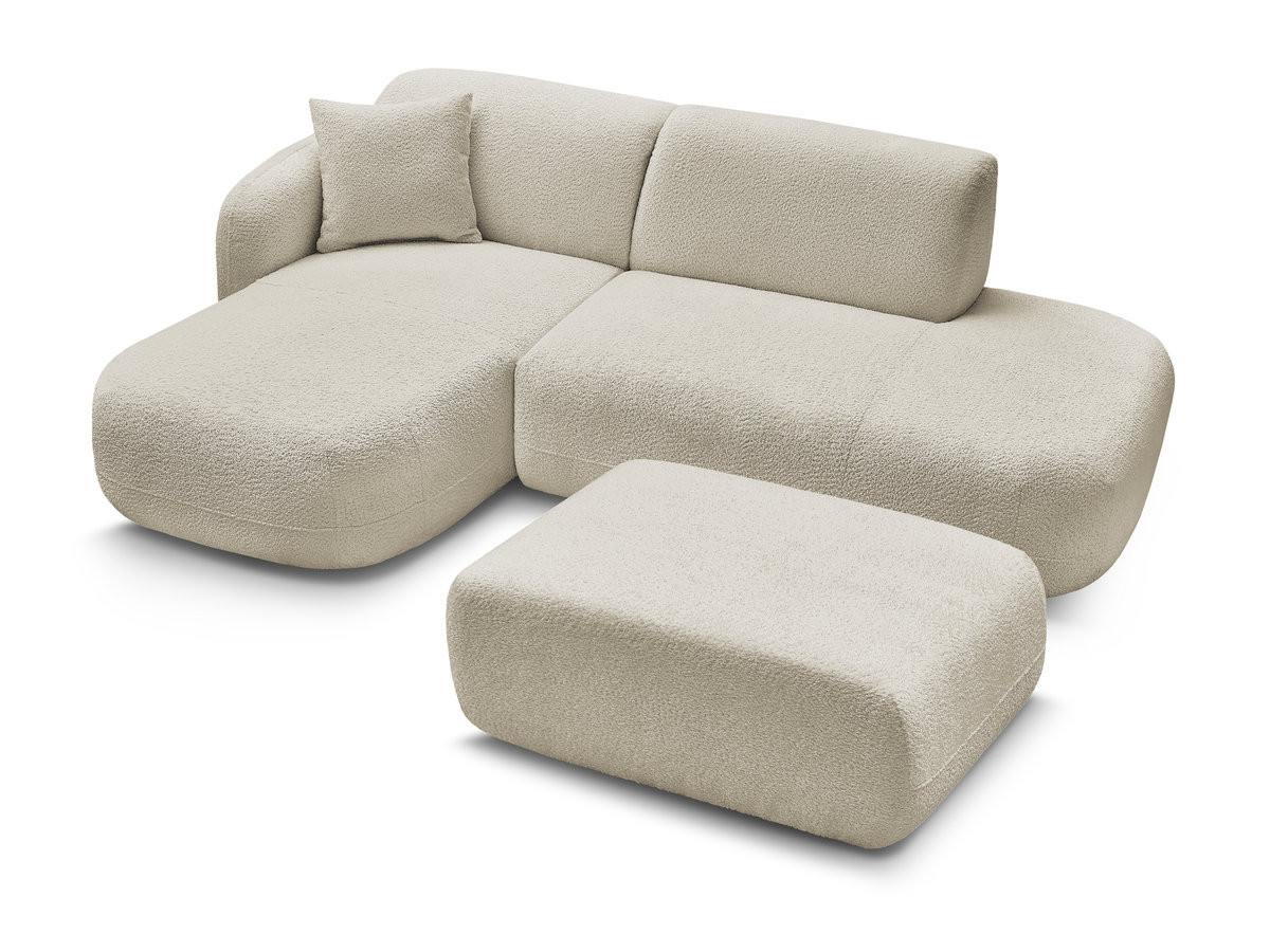 Bobochic Anda Ecksofa mit Pouf 241 × 163 cm Chenille Beige Ecke links