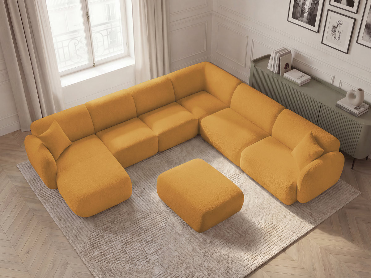 Bobochic Anda Wohnlandschaft mit Pouf 373 × 289 cm Chenille Gelb Ecke rechts