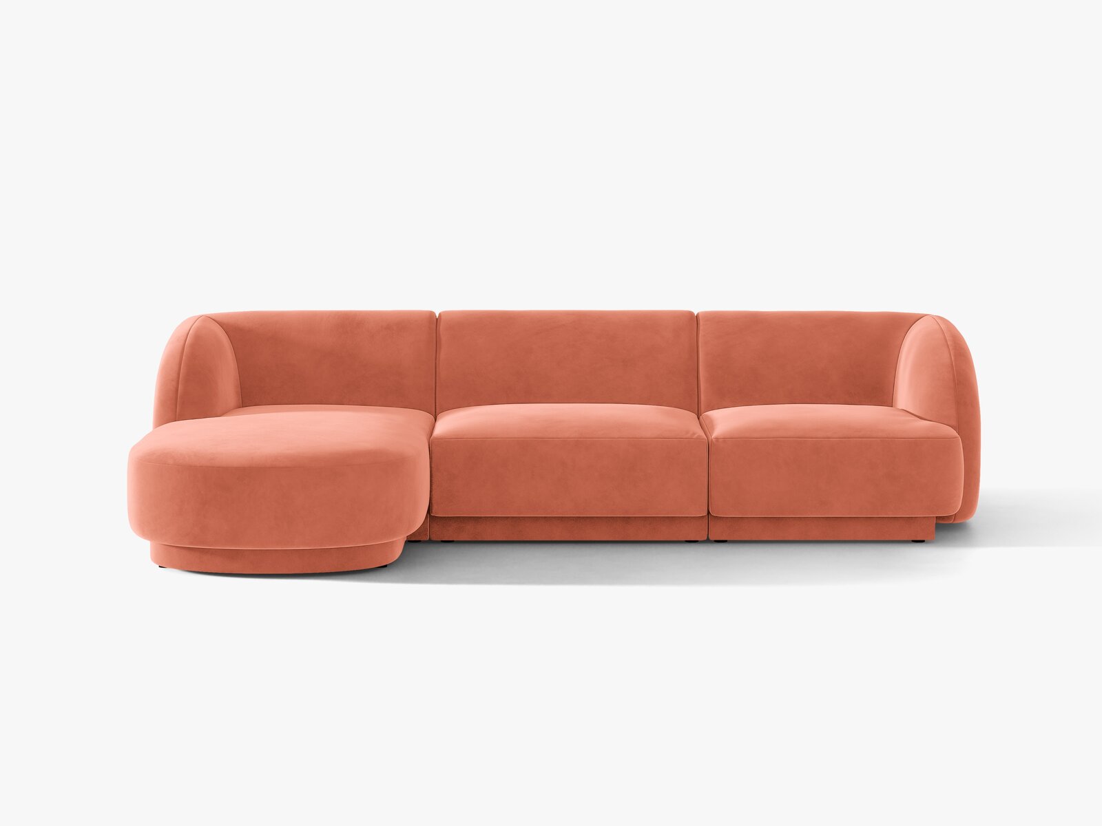 Micadoni Ecksofa Miley 4-Sitzer Links Samt Venus Koralle