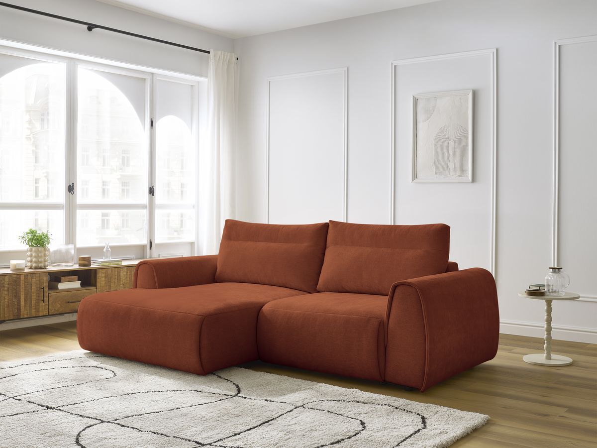 Bobochic Aden Ecksofa 246 × 152 cm Stoff Orange Ecke links