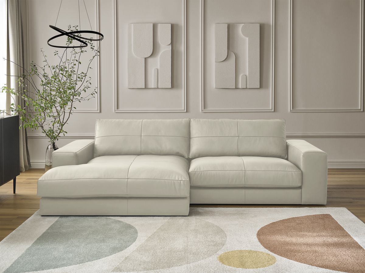 Bobochic Leonard Ecksofa 274 × 159 cm Leder Beige Ecke links