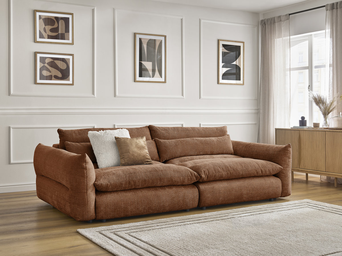 Bobochic Neil Sofa 3-Sitzer Strukturstoff Orange