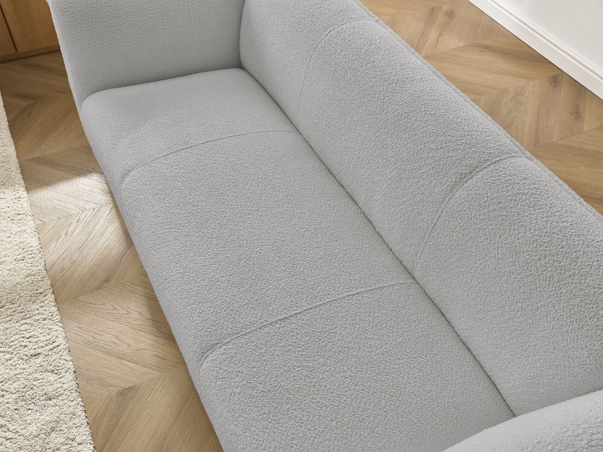 Bobochic Giorgia Sofa 3-Sitzer Bouclé-Stoff Hellgrau
