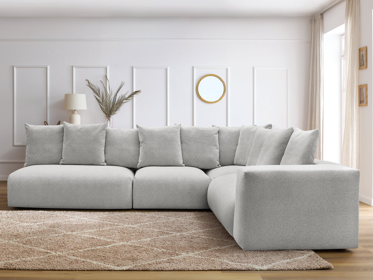 Bobochic Voltaire Ecksofa 322 × 268 cm Melange-Stoff Hellgrau Ecke rechts