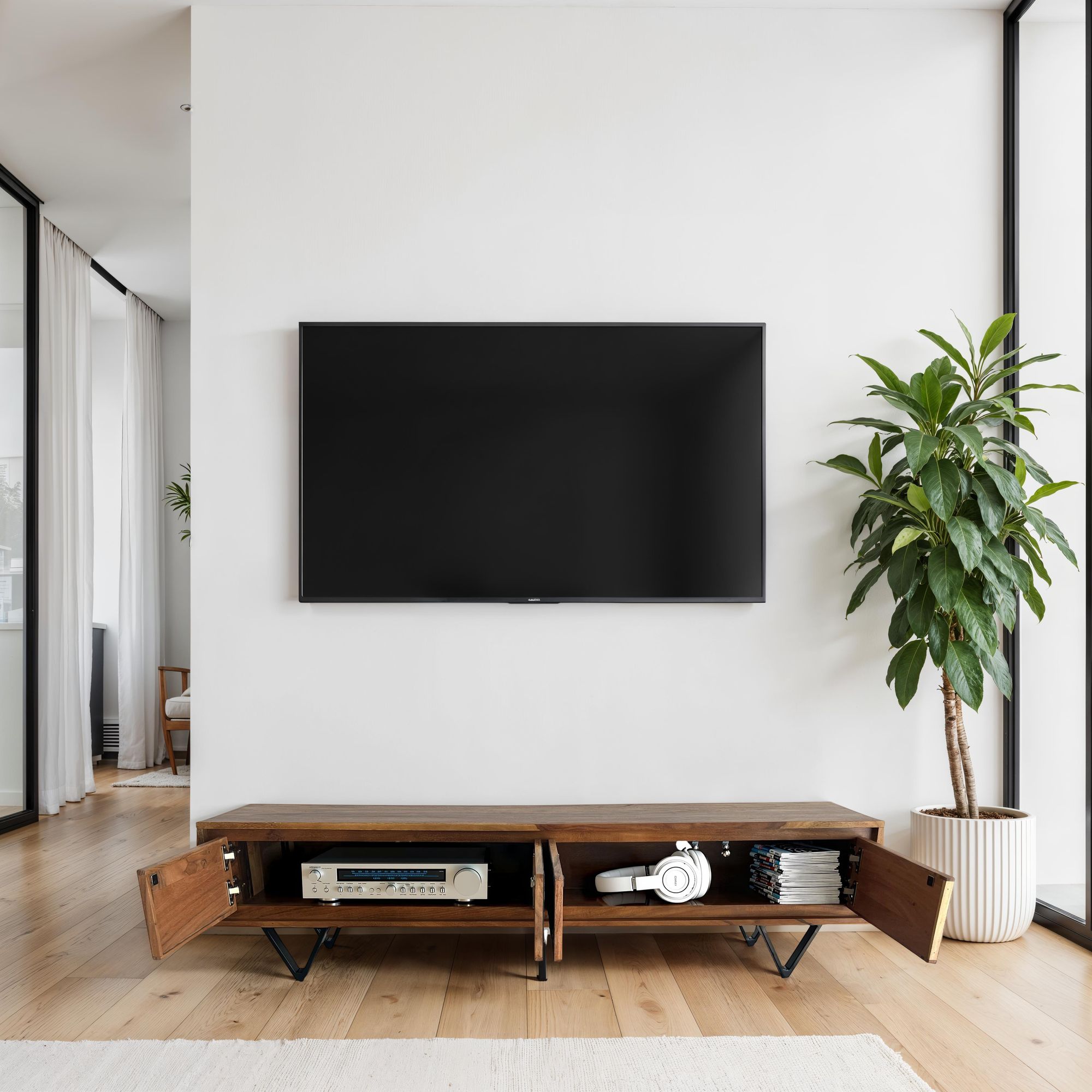 Lowboard Halsnoy Sheesham Massivholz Braun 160 × 35 × 40 cm