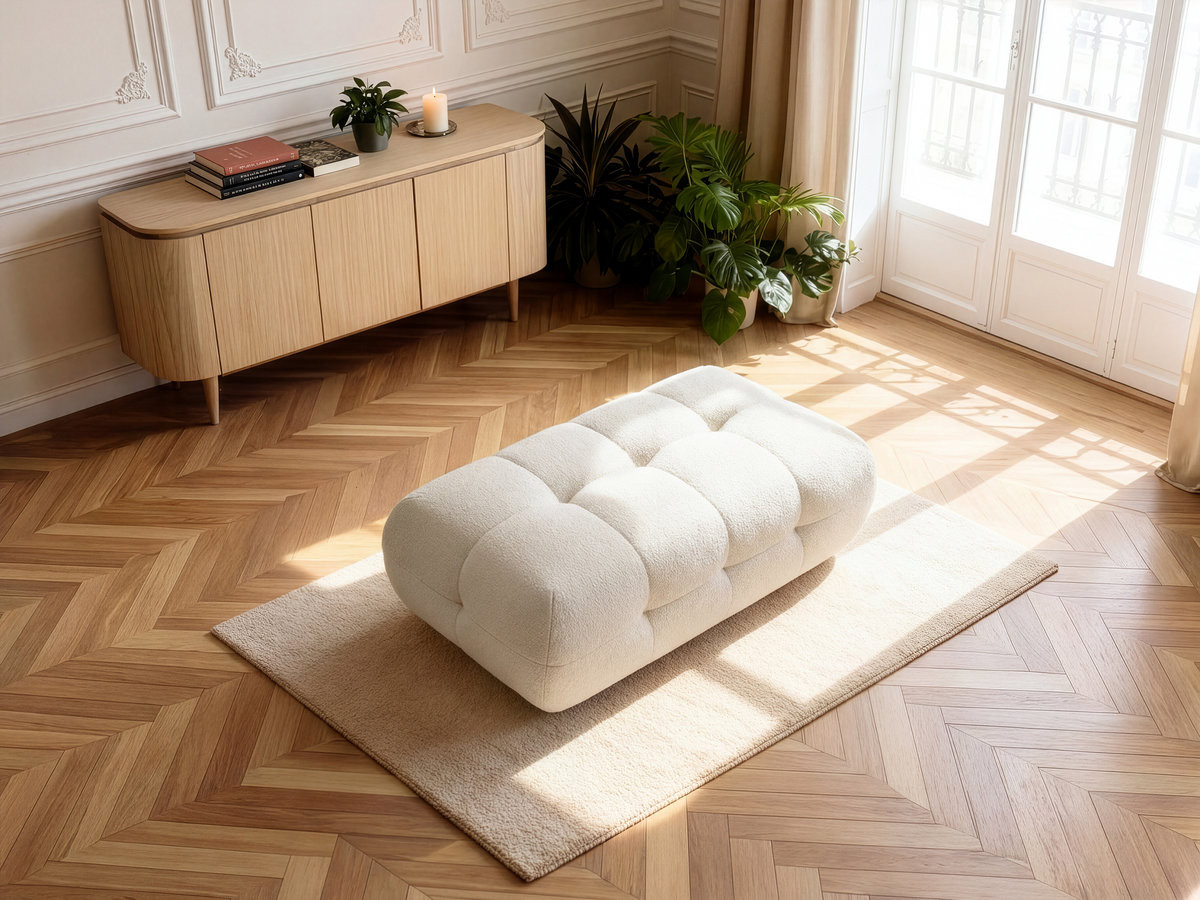 Bobochic Laura Pouf 135 × 84 cm Melange-Stoff Beige