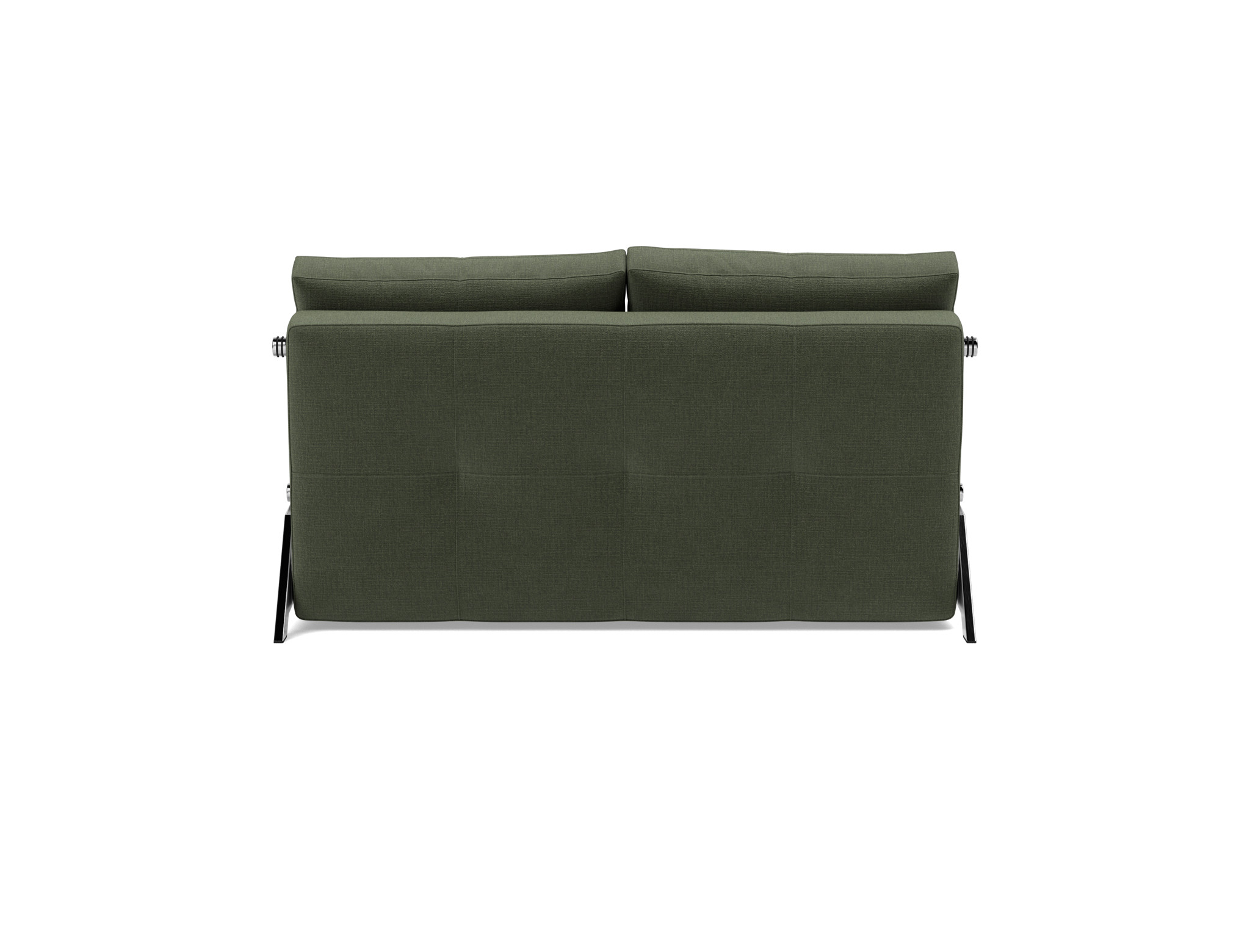 Schlafsofa Cubed 140 Chenille Esina 413-Olive-Green Beine Chrom