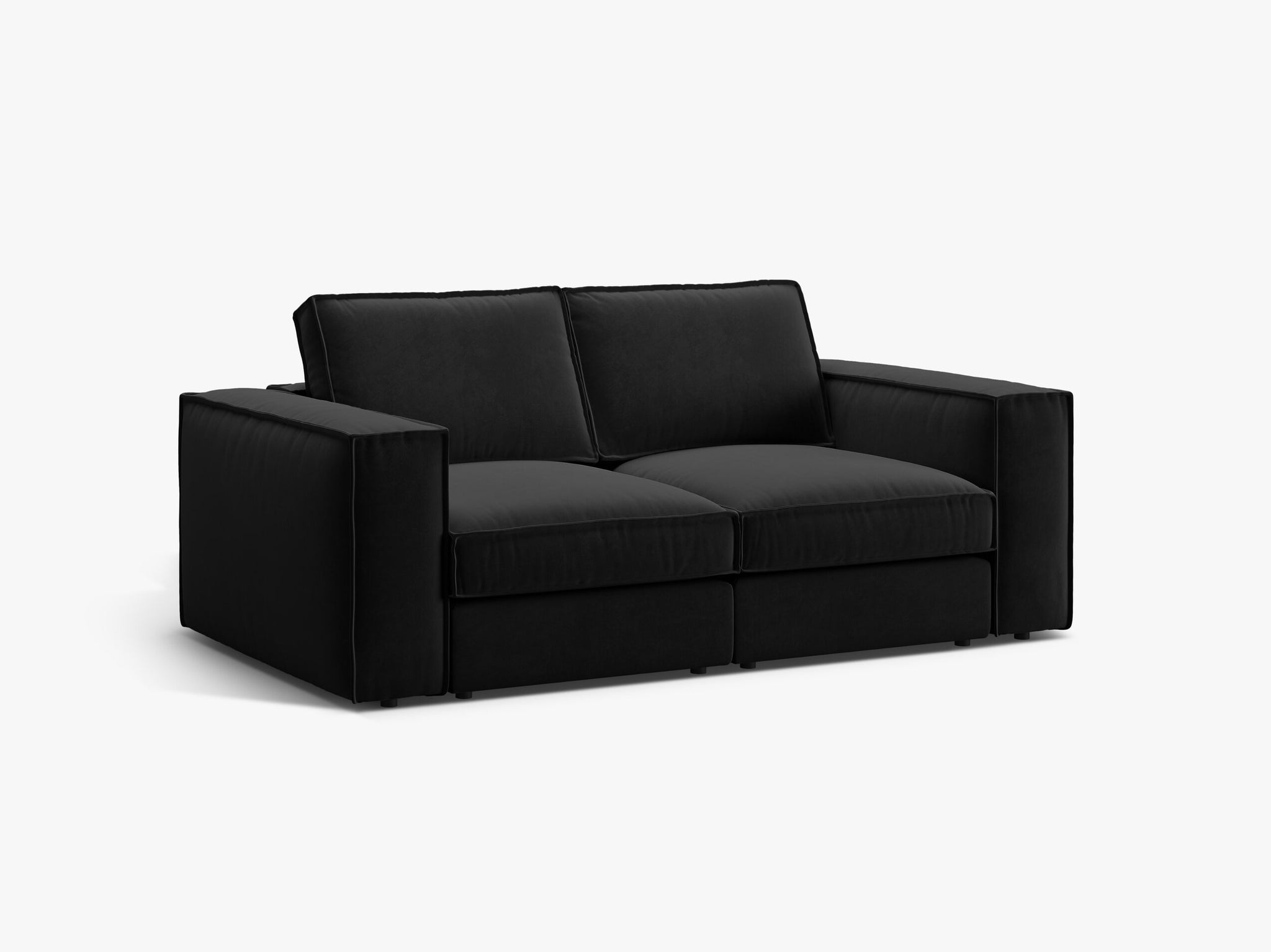 Micadoni modulares Sofa Pola 2-Sitzer Samt Salvador Schwarz