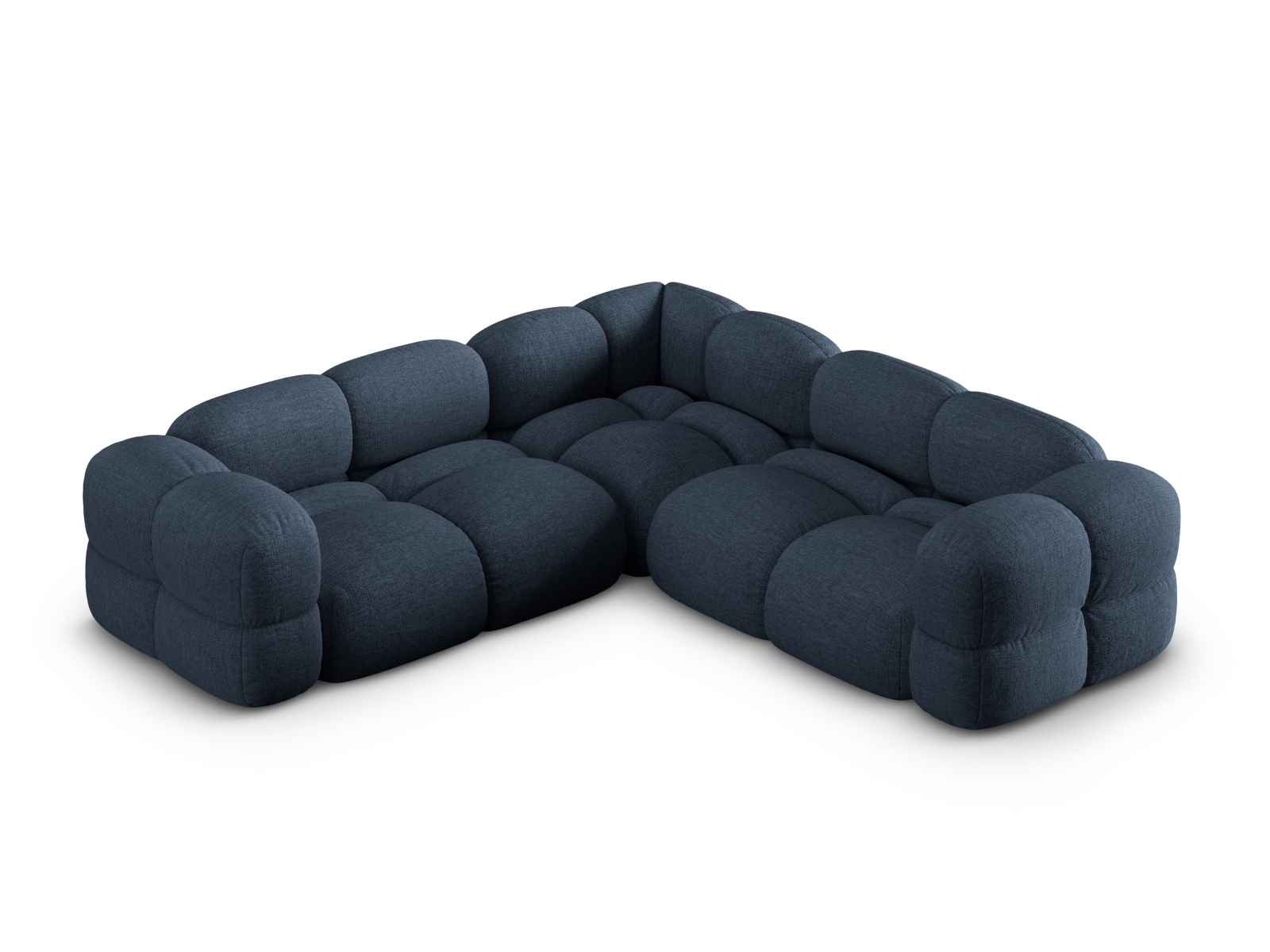 Cosmopolitan Design Symmetrisches Ecksofa Loretto 4-Sitzer Strukturierter Stoff Sorella Dunkelblau