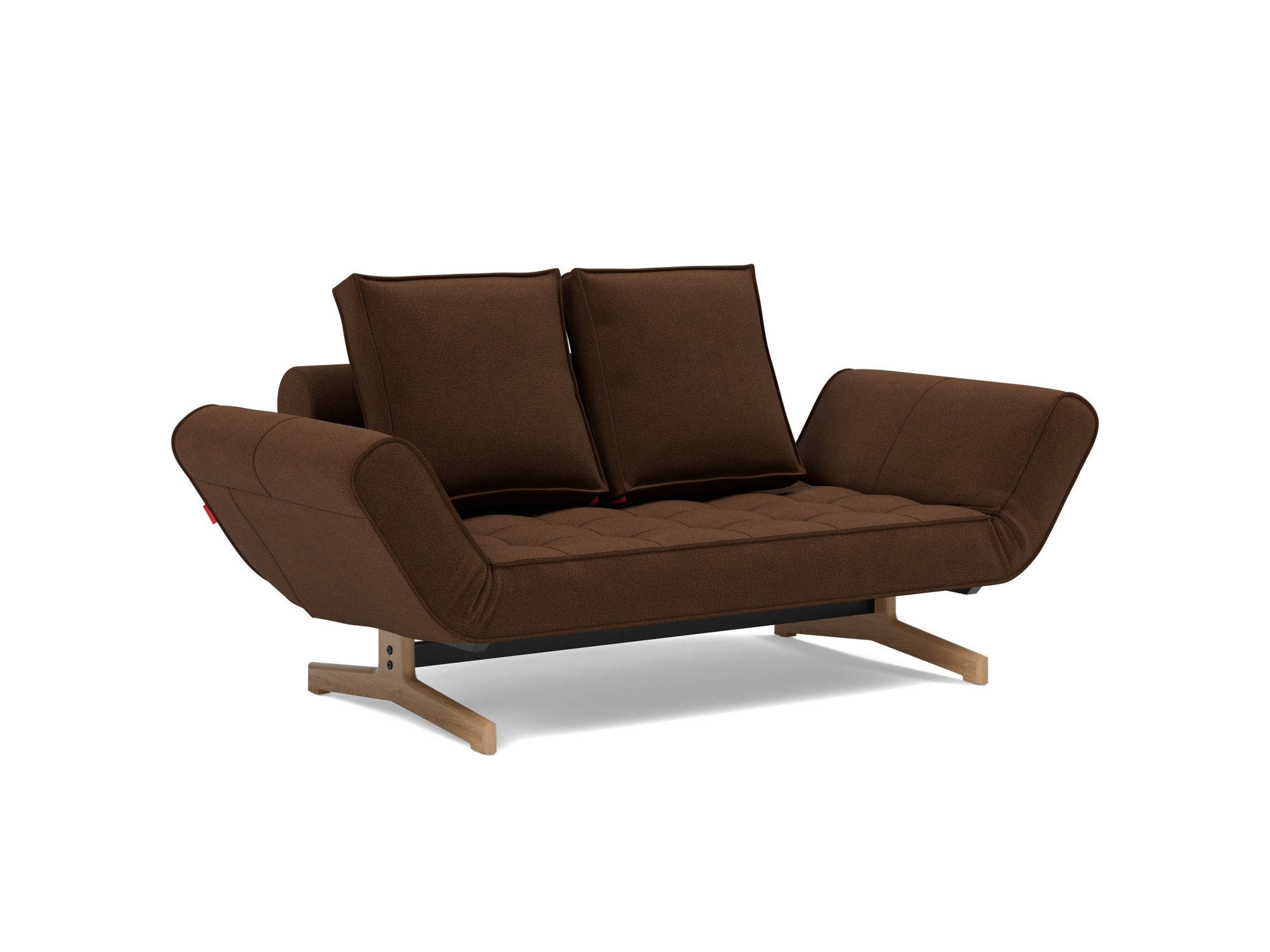 Tagesbett Ghia Strukturierter Stoff Taura 359-Cappuccino Beine Eiche