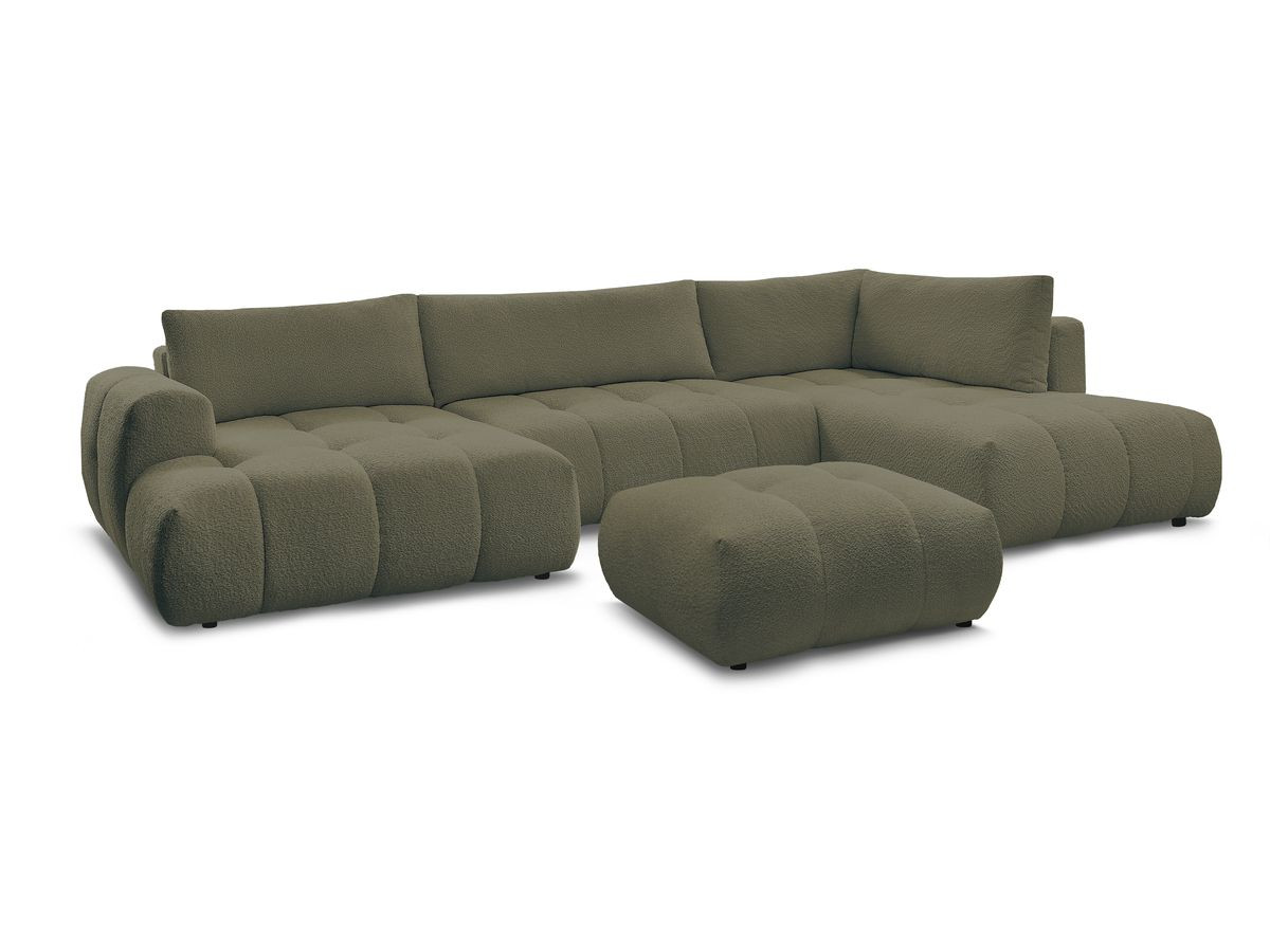 Bobochic Fuji Wohnlandschaft mit Pouf Bouclé-Stoff Grün Ecke links