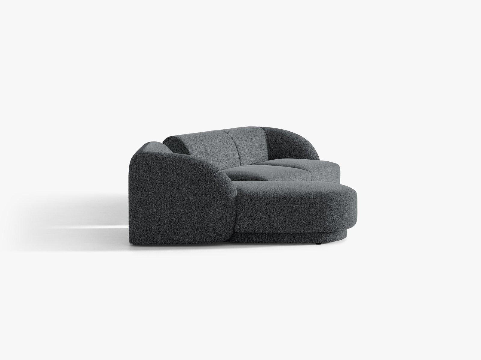 Micadoni Modulares Sofa Miley mit Recamiere 3-Sitzer Links Boucle Baloo Dunkelgrau