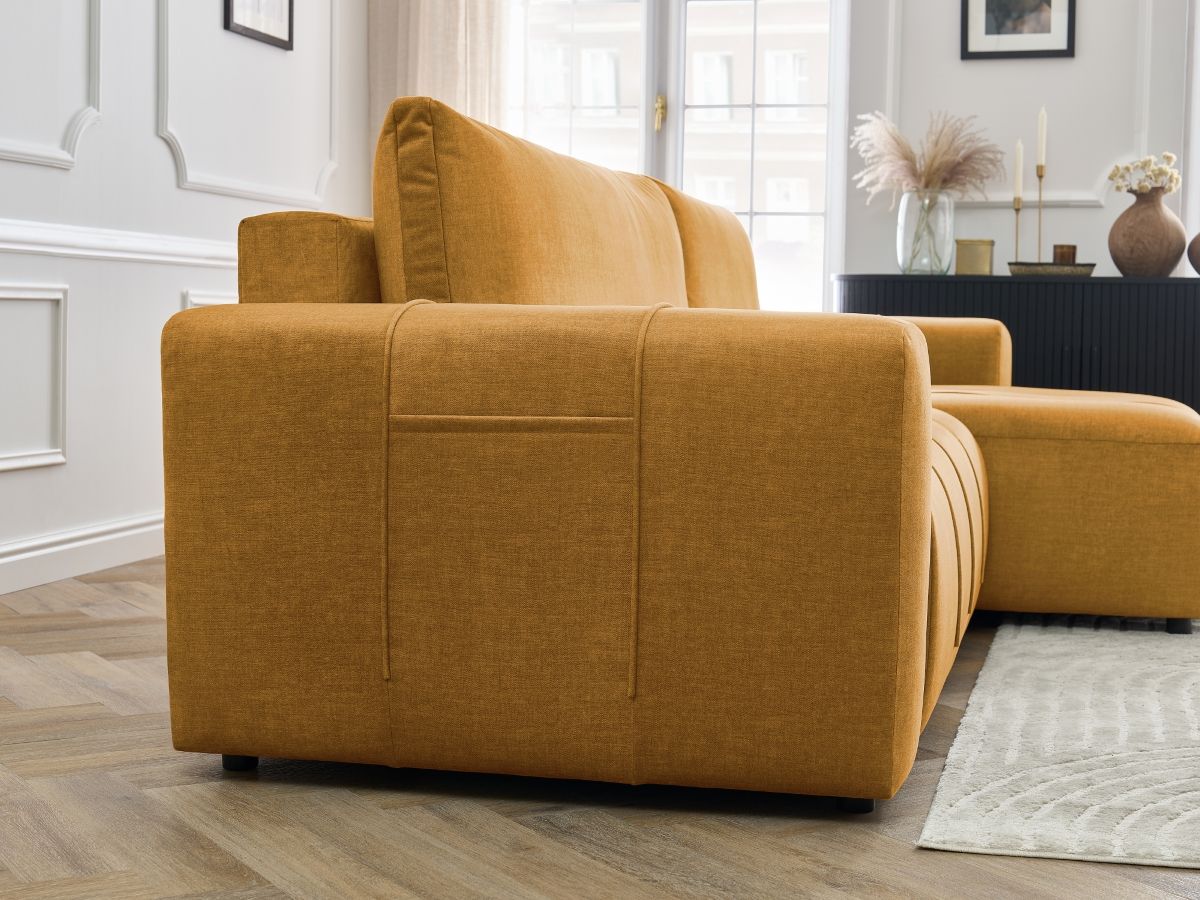 Bobochic Arsene Ecksofa mit Schlaffunktion und Bettkasten 288 × 148 cm Samt Gelb