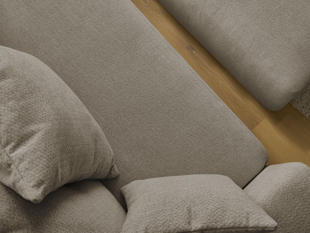 Bobochic Sidonie Schlafsofa 4-Sitzer mit Bettkasten und Pouf Melange-Stoff Taupe