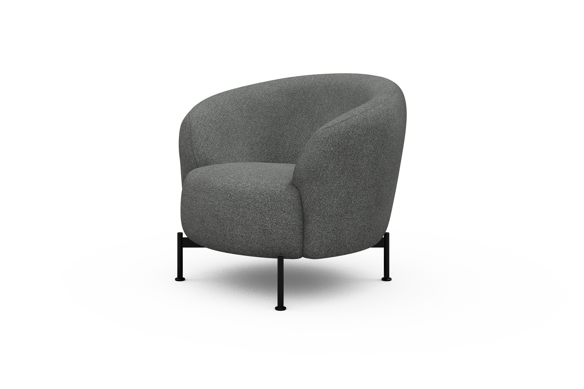 Sessel Ronda X-Metallgestell Schwarz Boucle-Ash-Grey