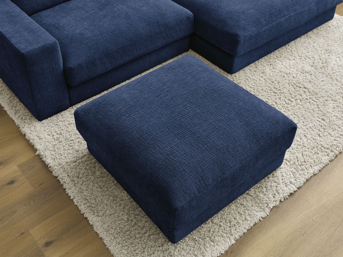 Bobochic Leonard Ecksofa mit Pouf 234 × 159 cm Strukturstoff Dunkelblau Ecke rechts